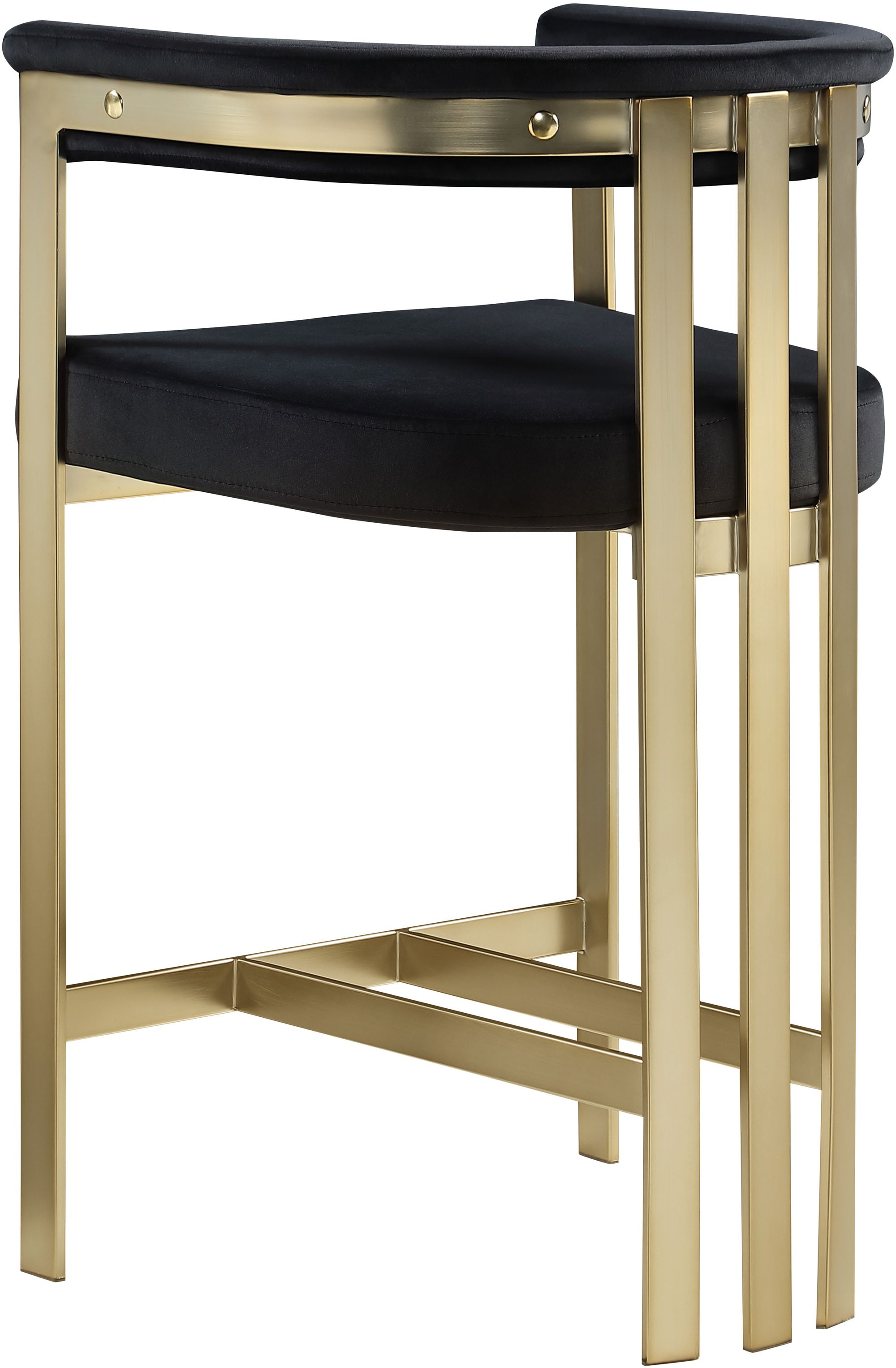 Marcello Velvet Counter Stool with Brushed Brass Frame