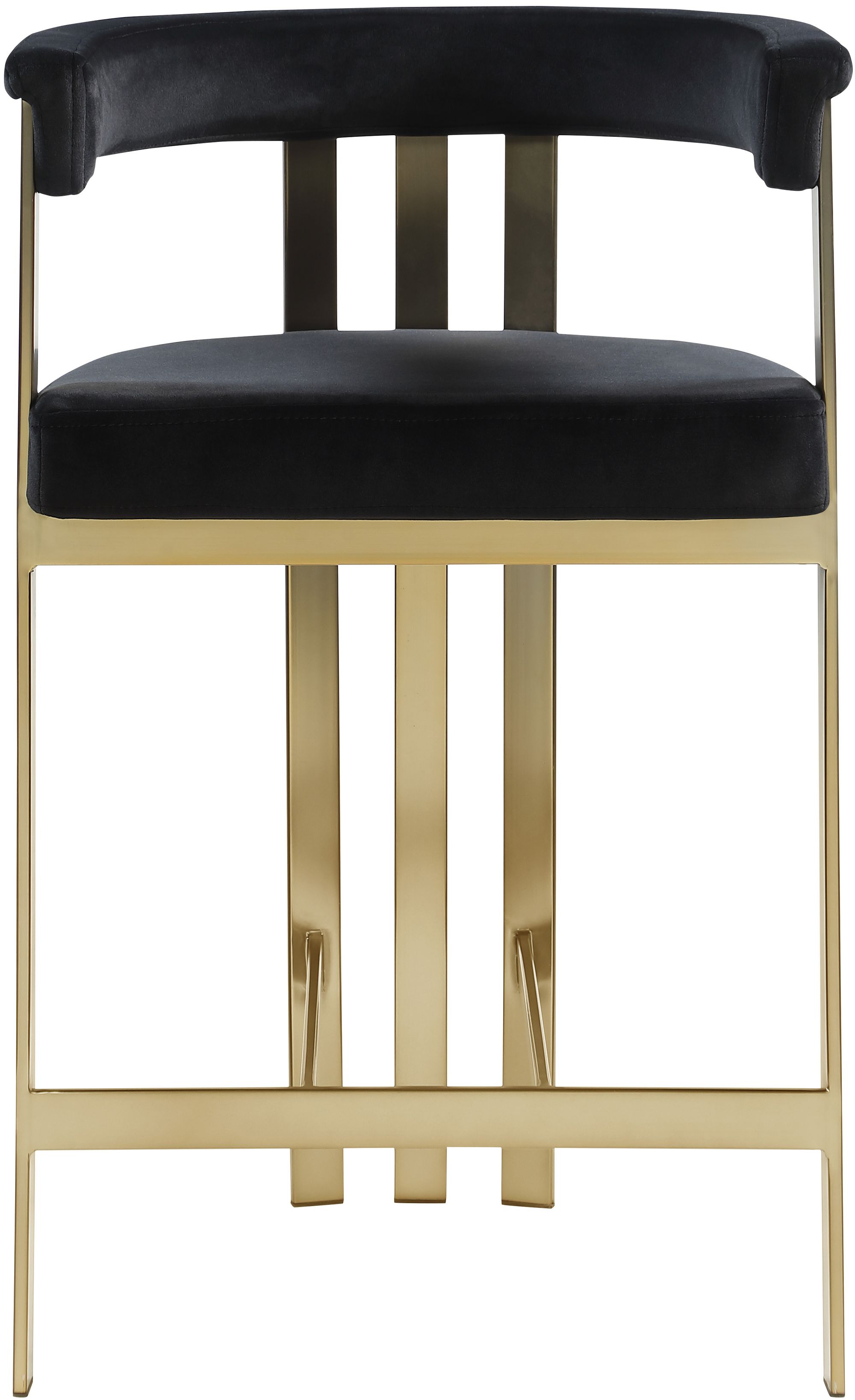 Marcello Velvet Counter Stool with Brushed Brass Frame