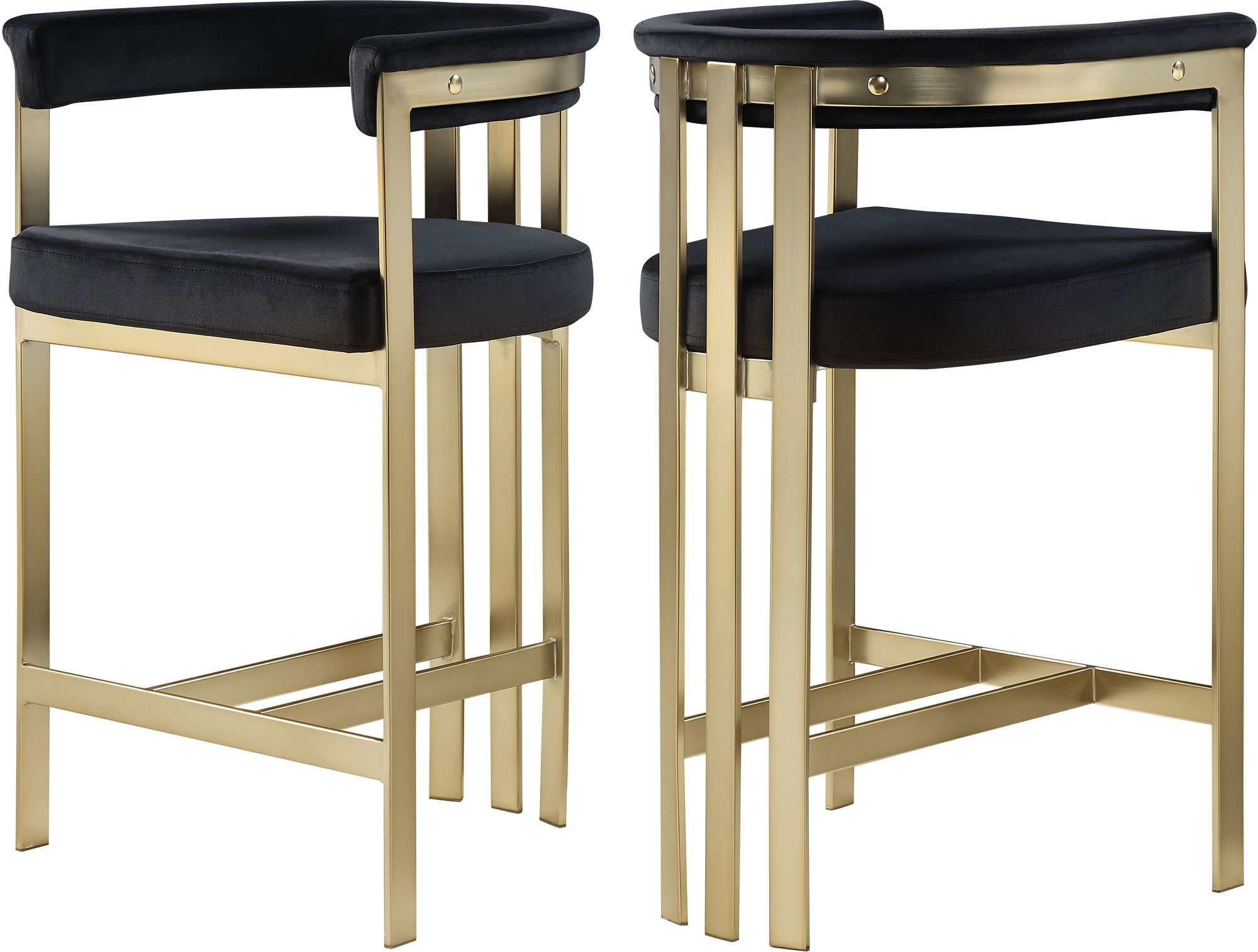 Marcello Velvet Counter Stool with Brushed Brass Frame