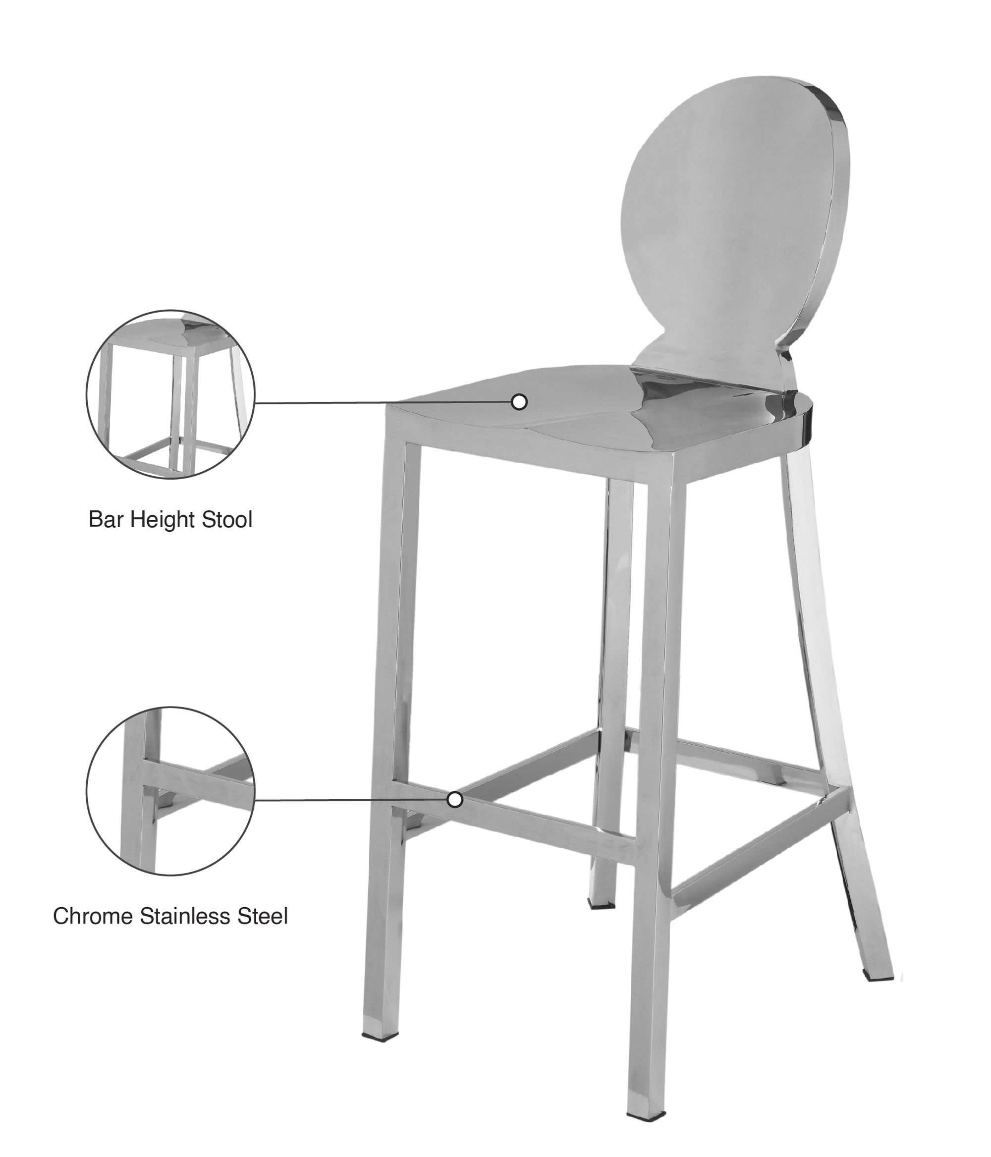 Maddox Stainless Steel Bar Stool