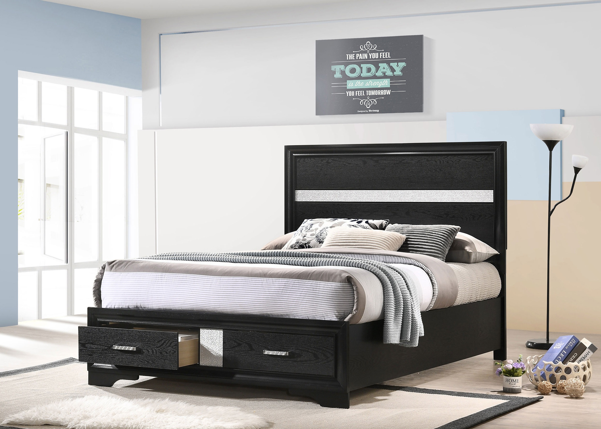 Miranda Wood Platform Storage Bedroom Set