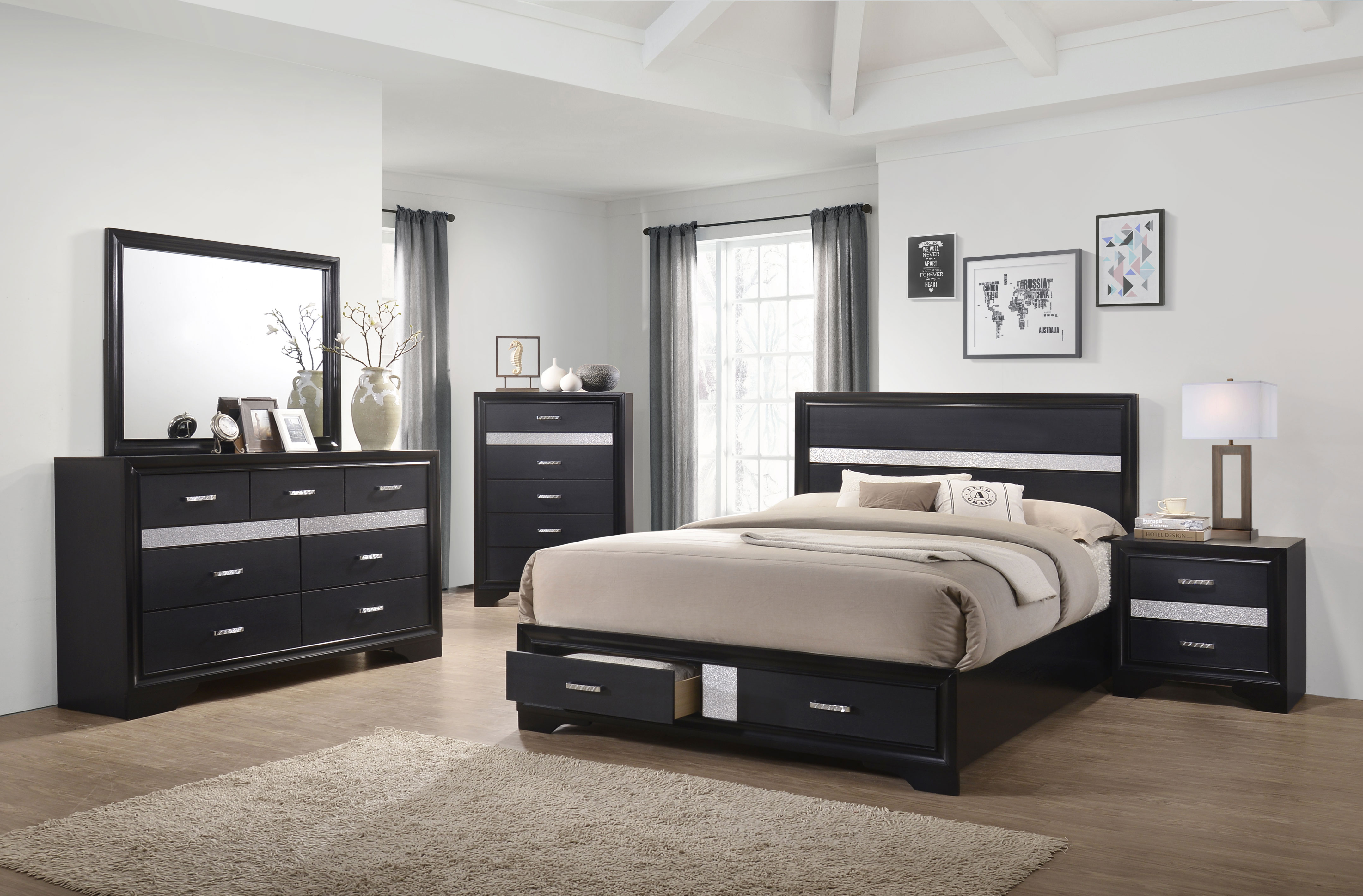 Miranda Wood Platform Storage Bedroom Set