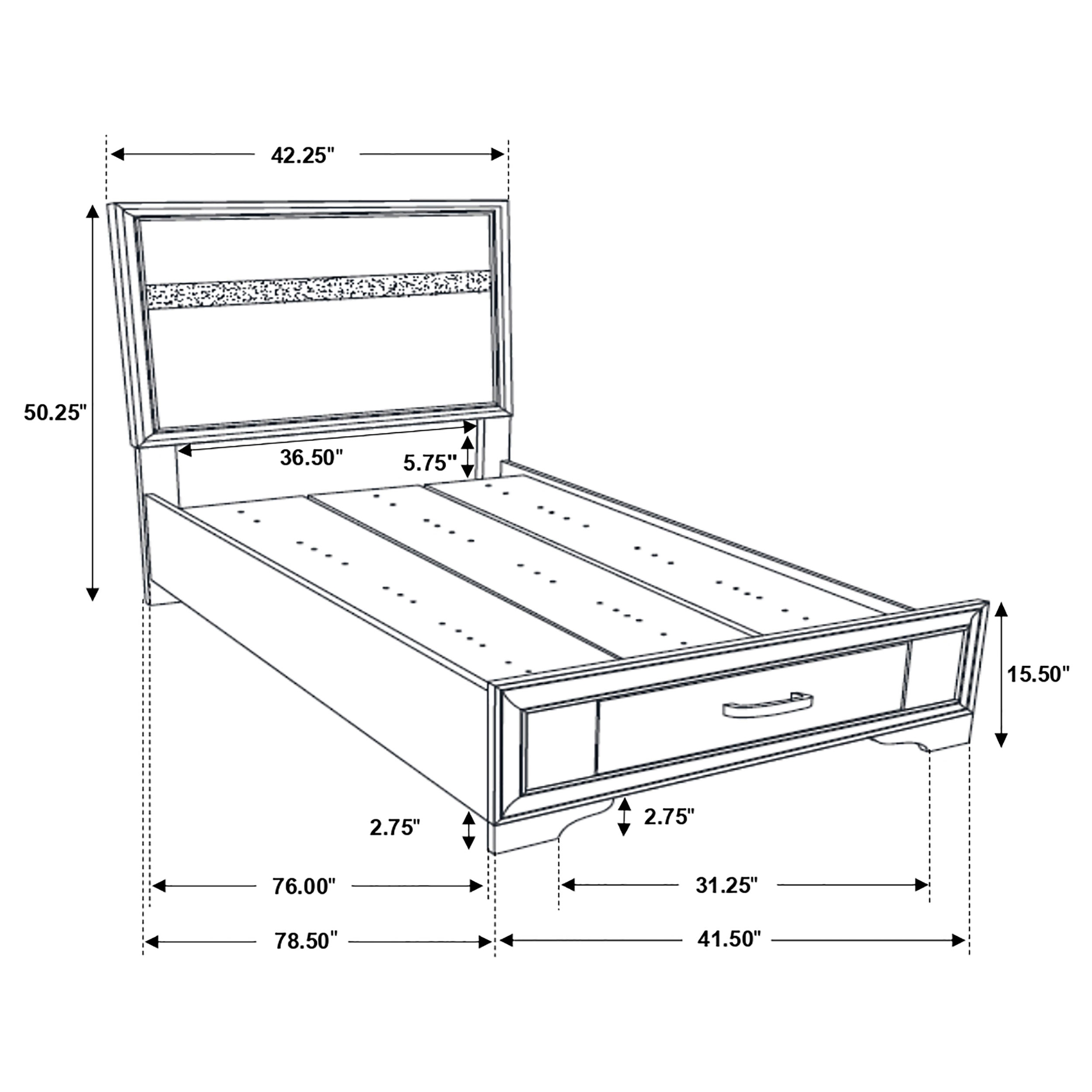 Miranda Wood Platform Storage Bed, Twin Size