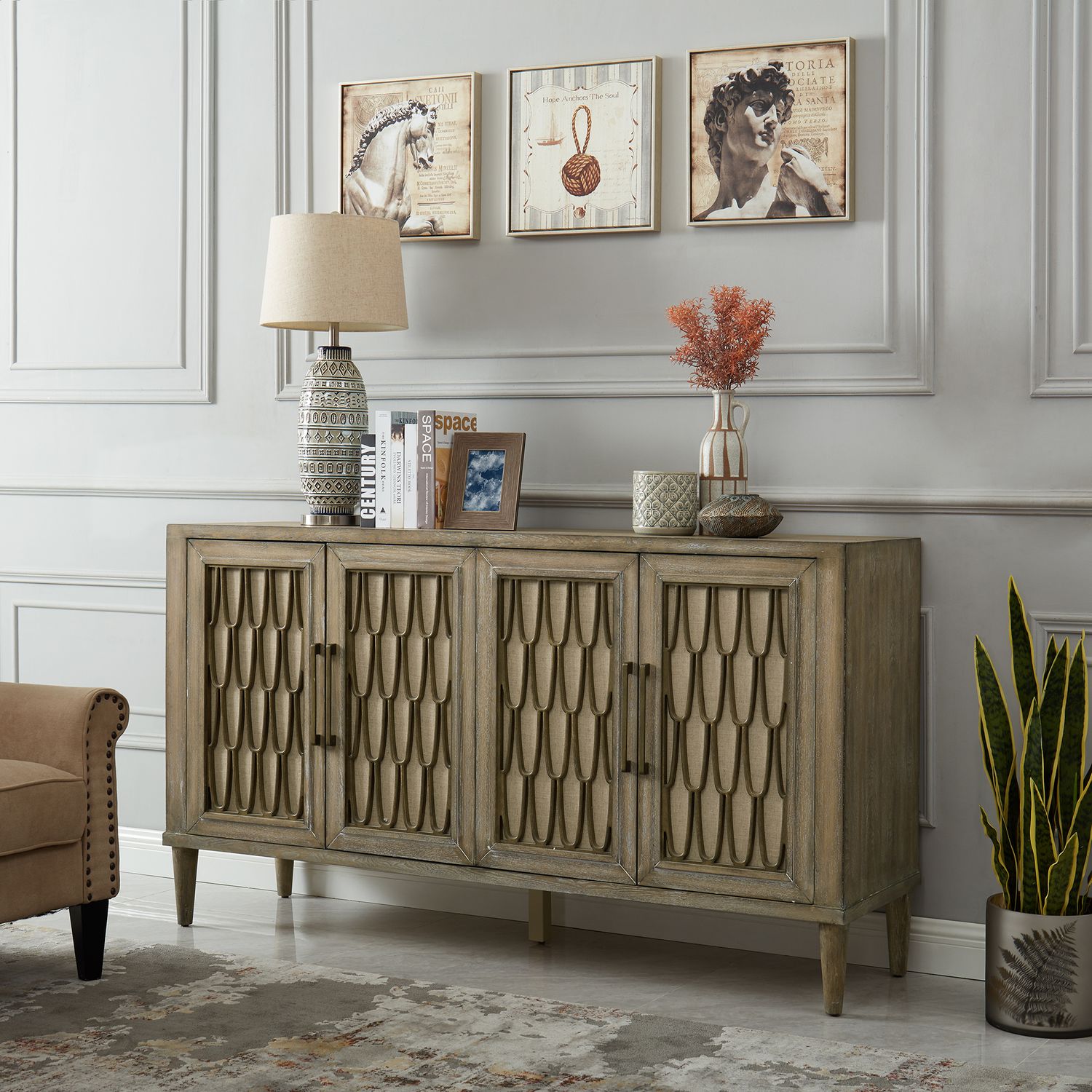 Devonshire Wood Accent Cabinet w/4 Doors