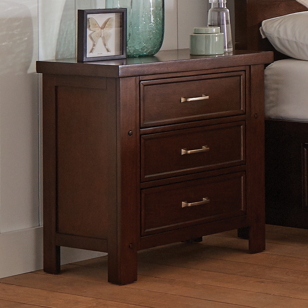 Barstow Wood Nightstand w/3 Drawers & Dual USB