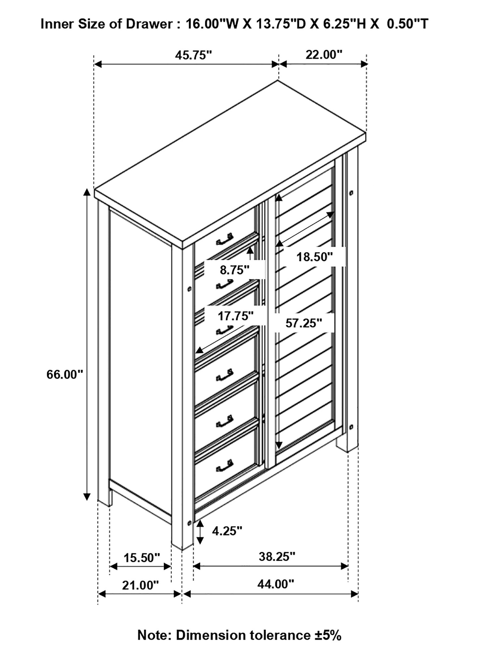 Barstow Wood Chest w/Sliding Door