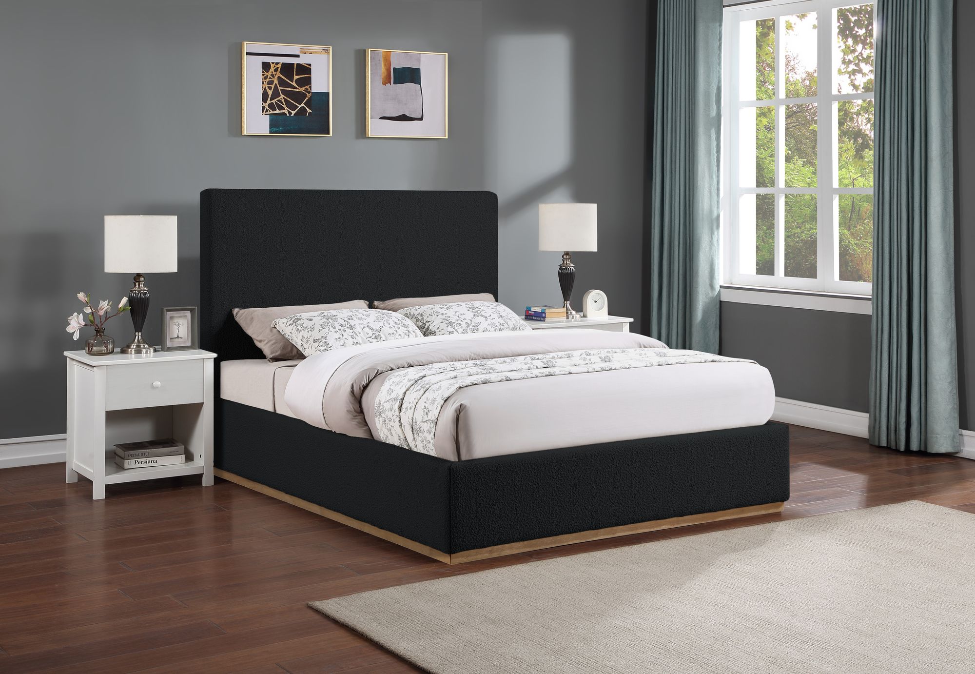 Monaco Boucle Fabric Queen Size Bed