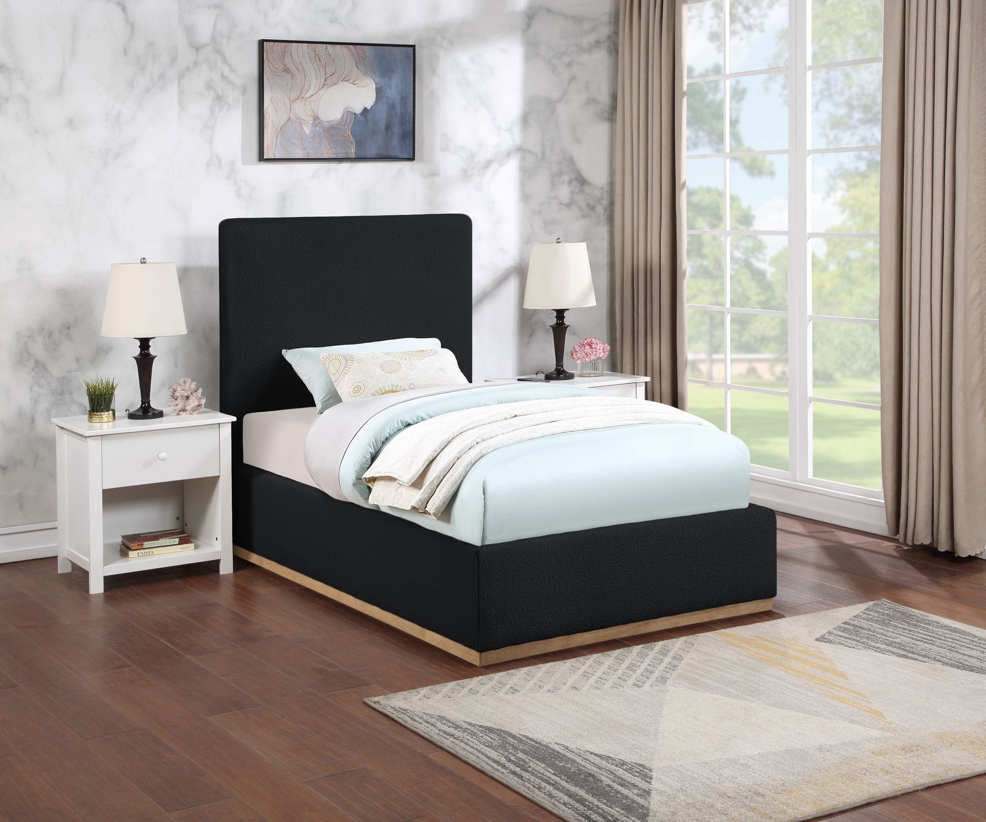 Monaco Boucle Fabric Twin Size Bed