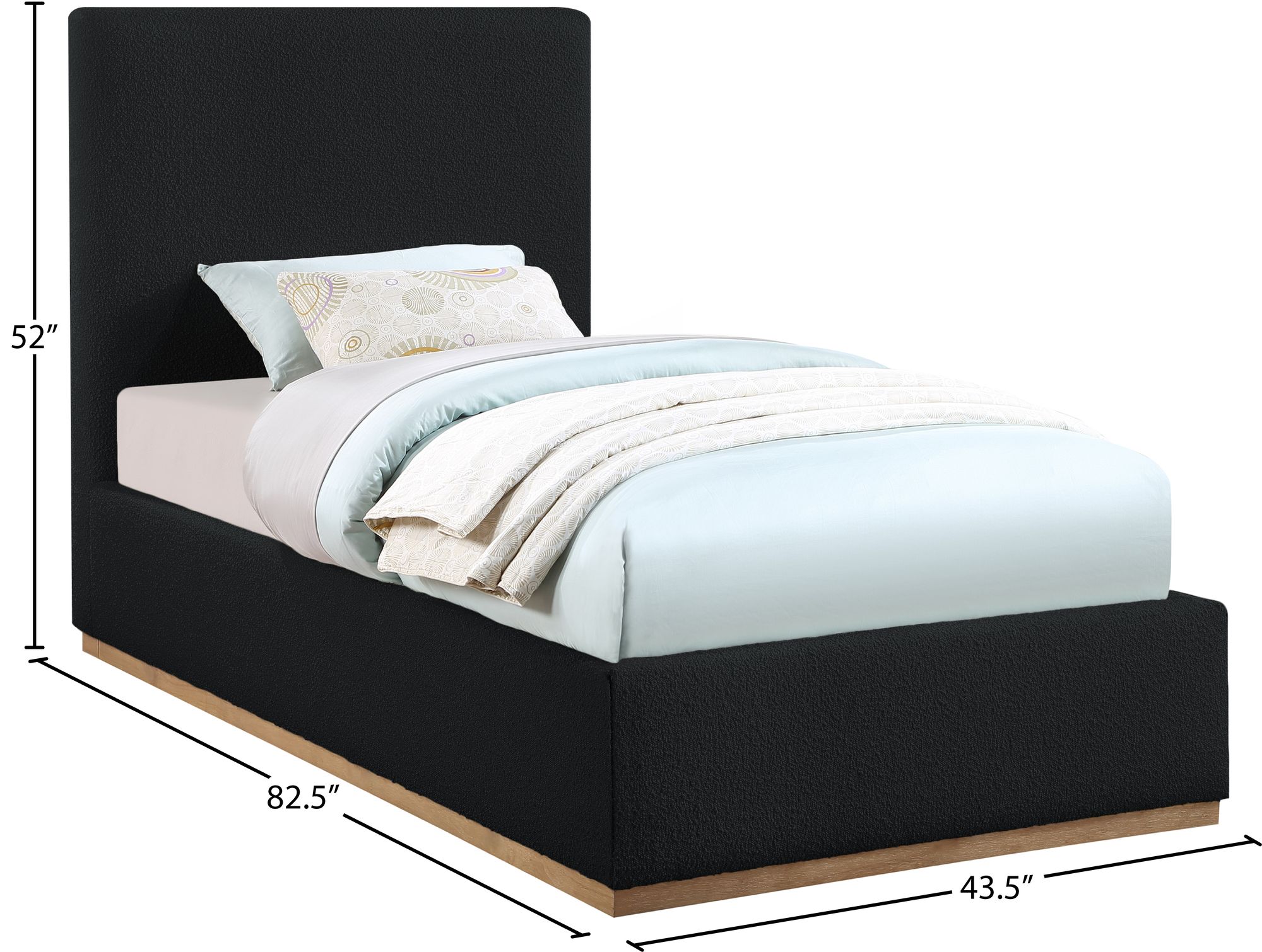 Monaco Boucle Fabric Twin Size Bed