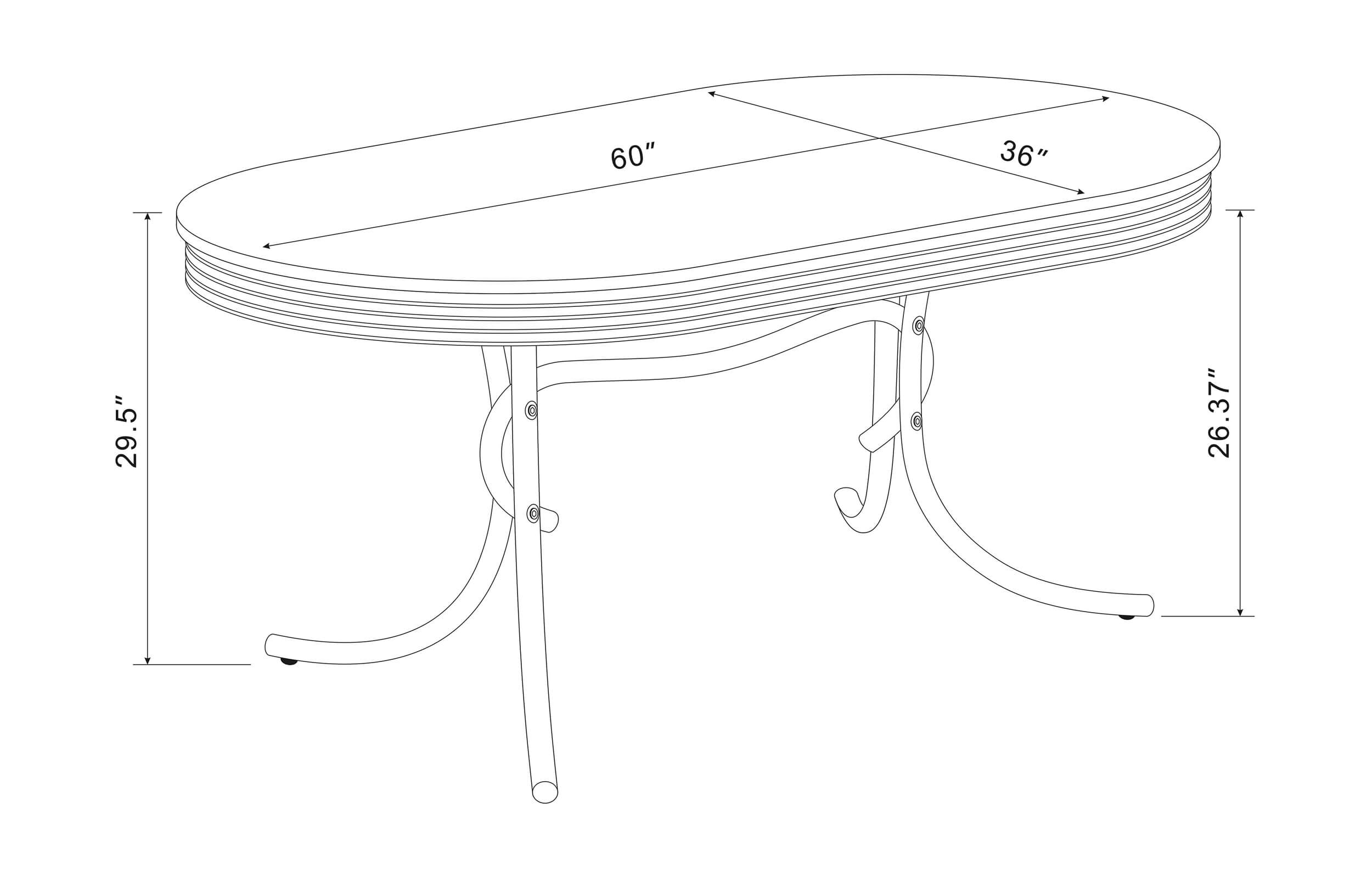 Retro Oval Dining Table with Chrome Base
