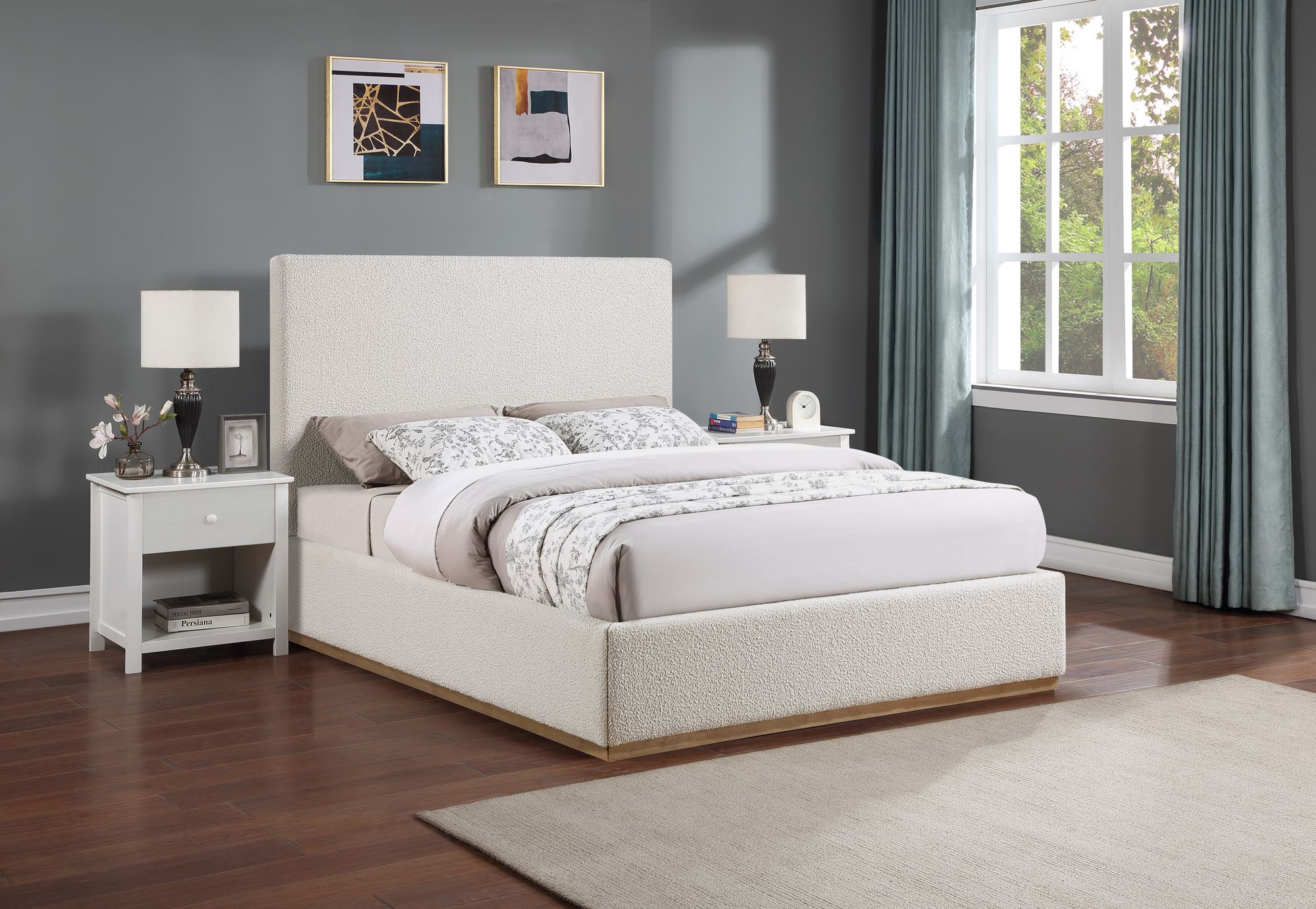 Monaco Boucle Fabric King Size Bed