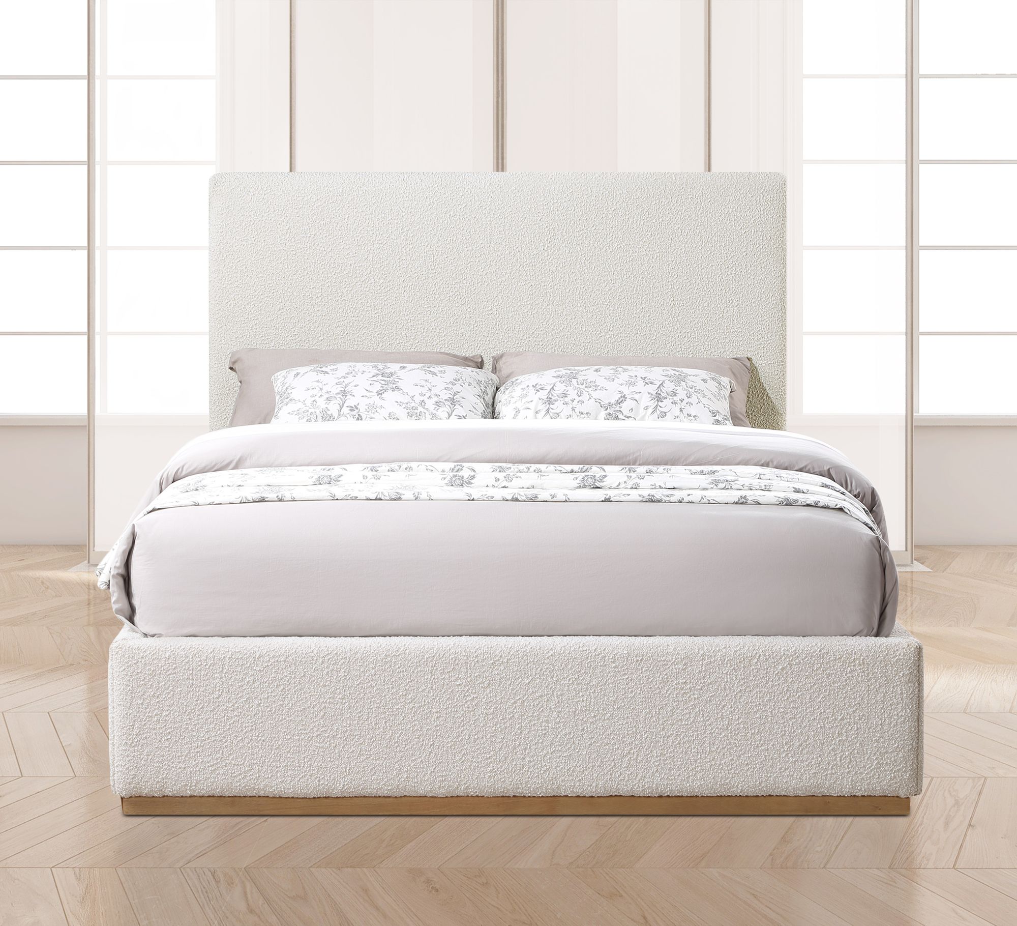Monaco Boucle Fabric Queen Size Bed