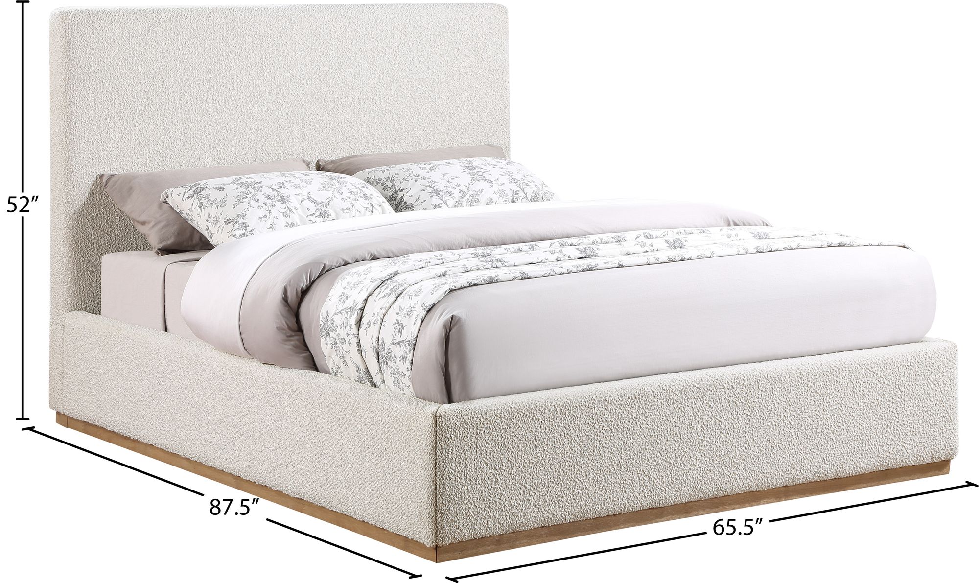 Monaco Boucle Fabric Queen Size Bed