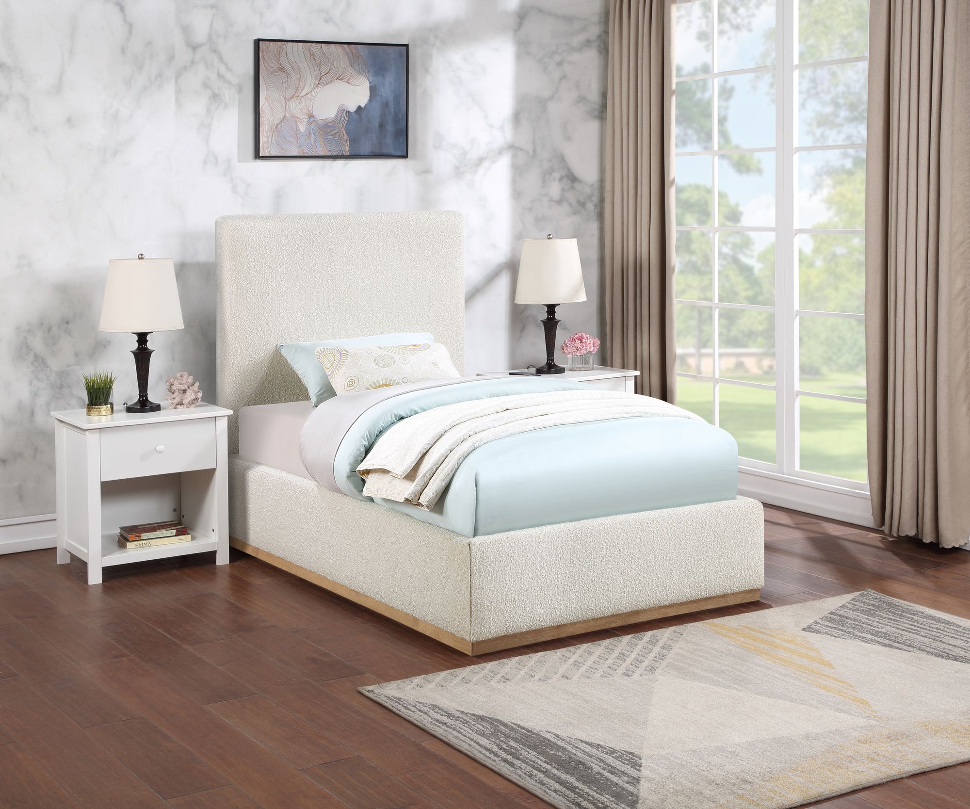 Monaco Boucle Fabric Twin Size Bed