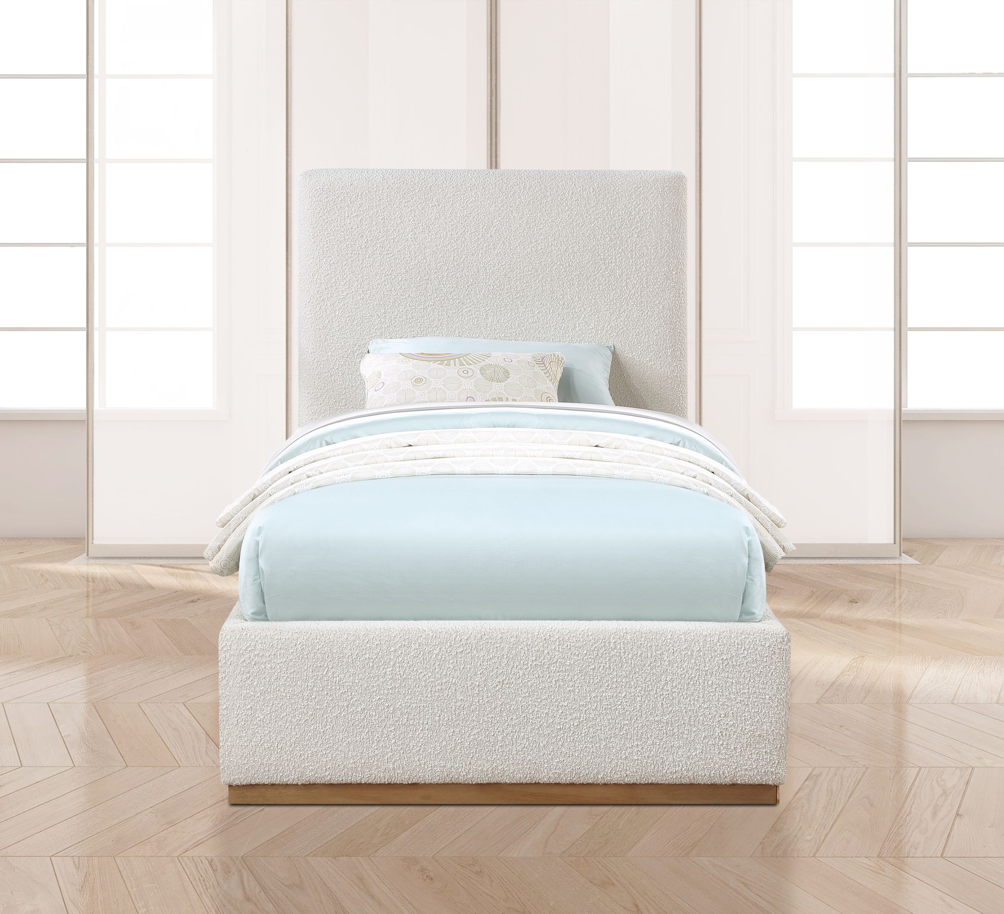 Monaco Boucle Fabric Twin Size Bed