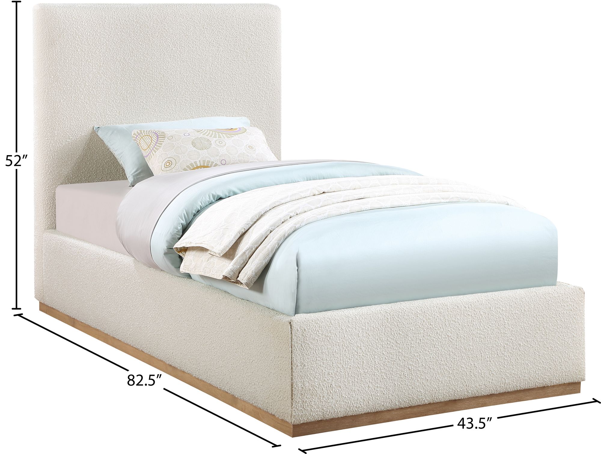 Monaco Boucle Fabric Twin Size Bed