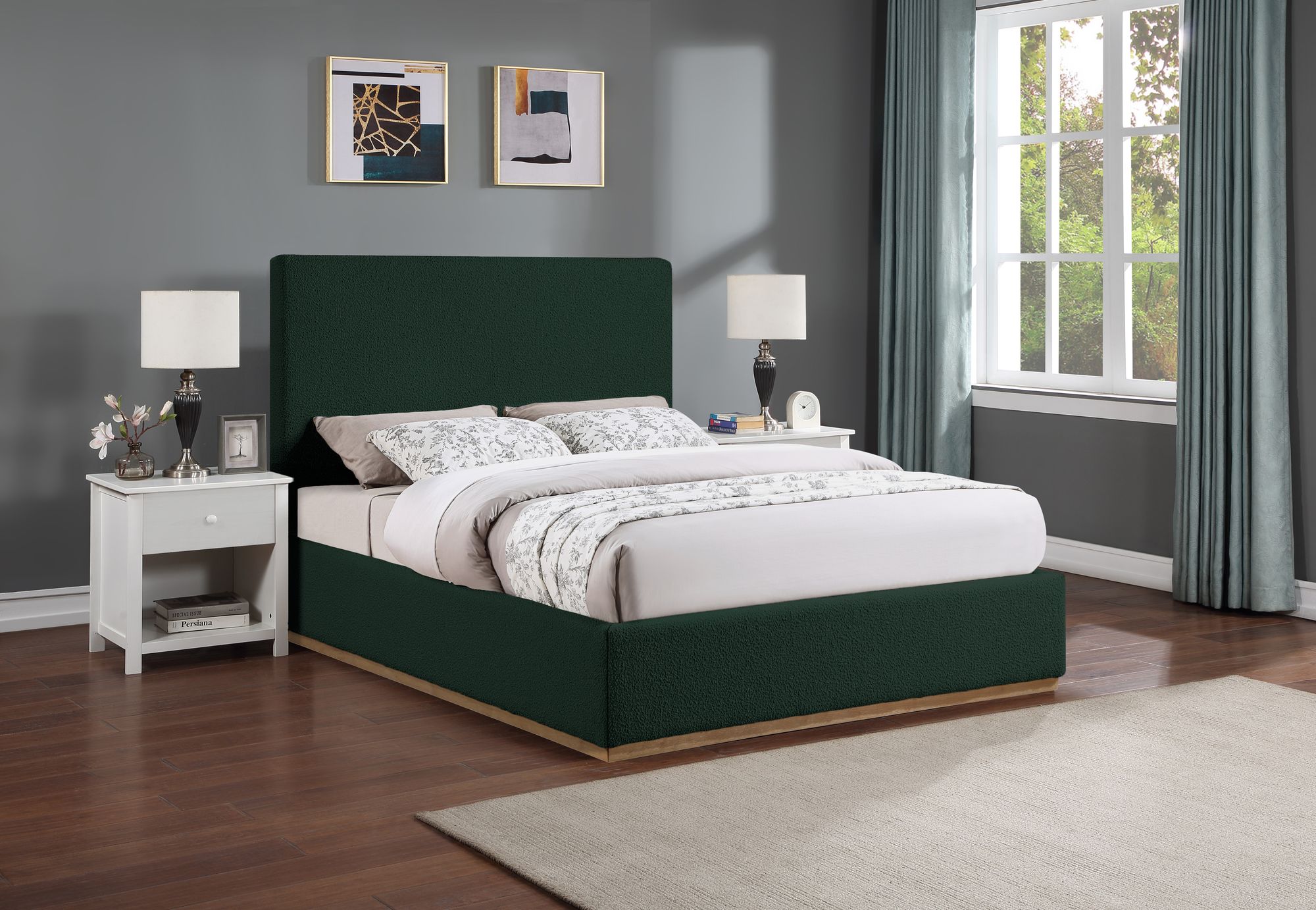 Monaco Boucle Fabric Queen Size Bed
