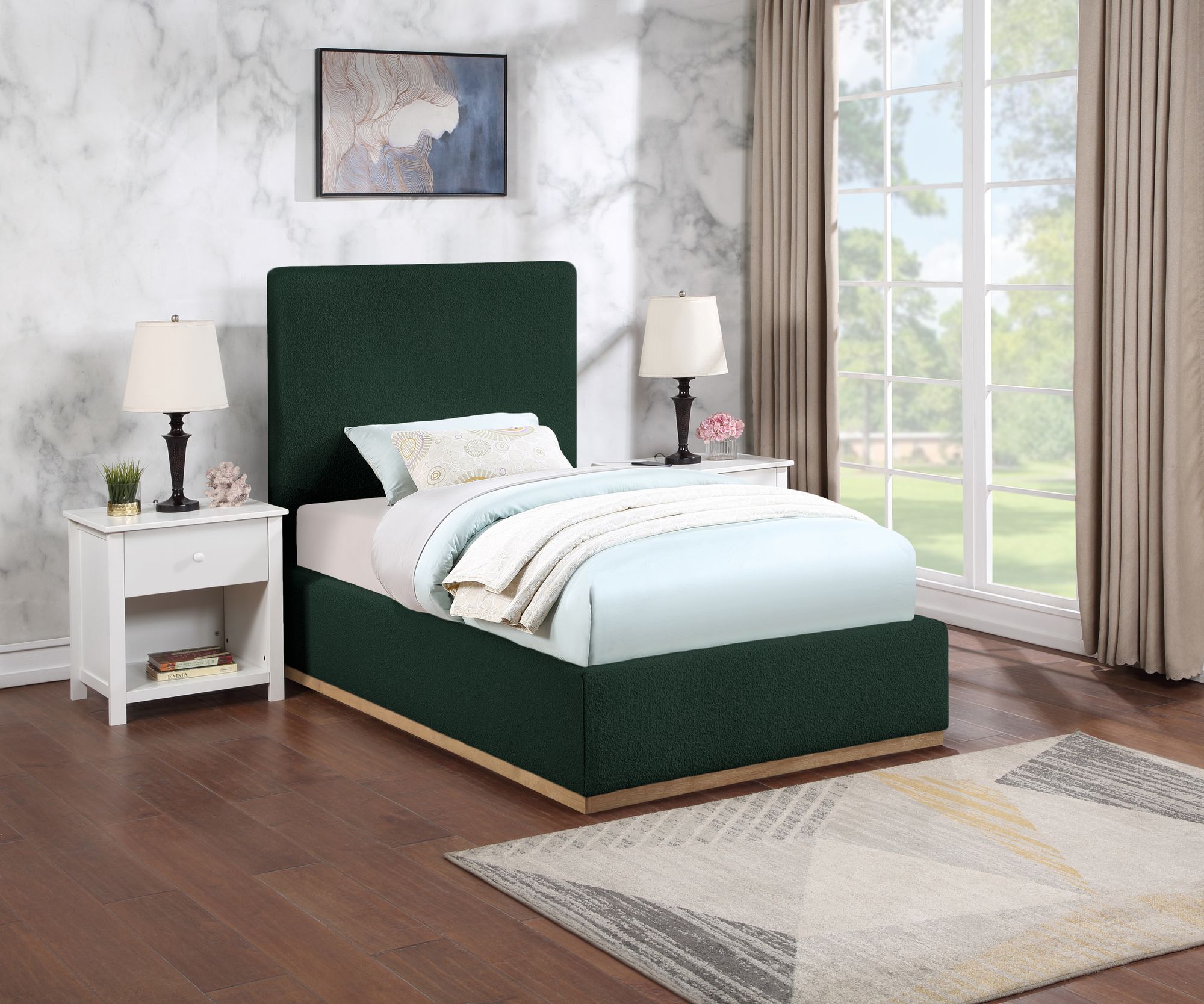 Monaco Boucle Fabric Twin Size Bed