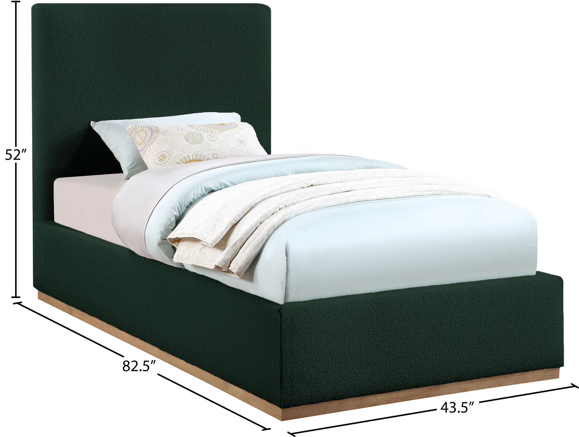 Monaco Boucle Fabric Twin Size Bed