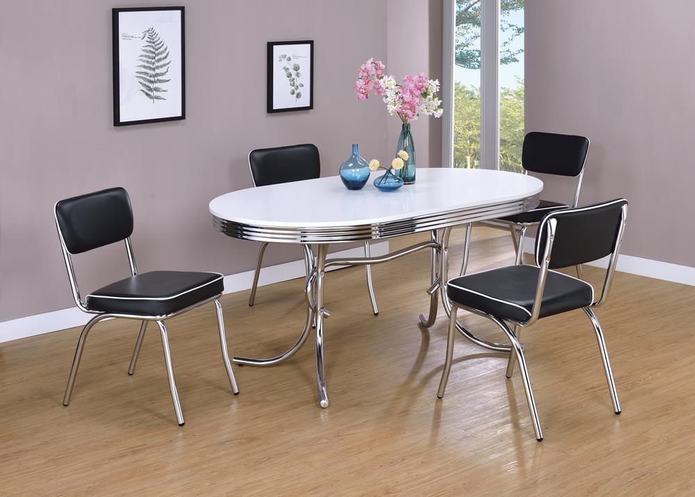 Retro Oval Dining Table with Chrome Base