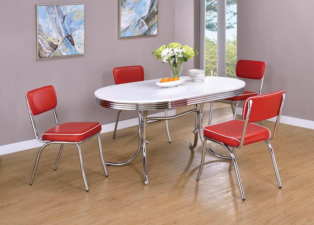 Retro Oval Dining Table with Chrome Base