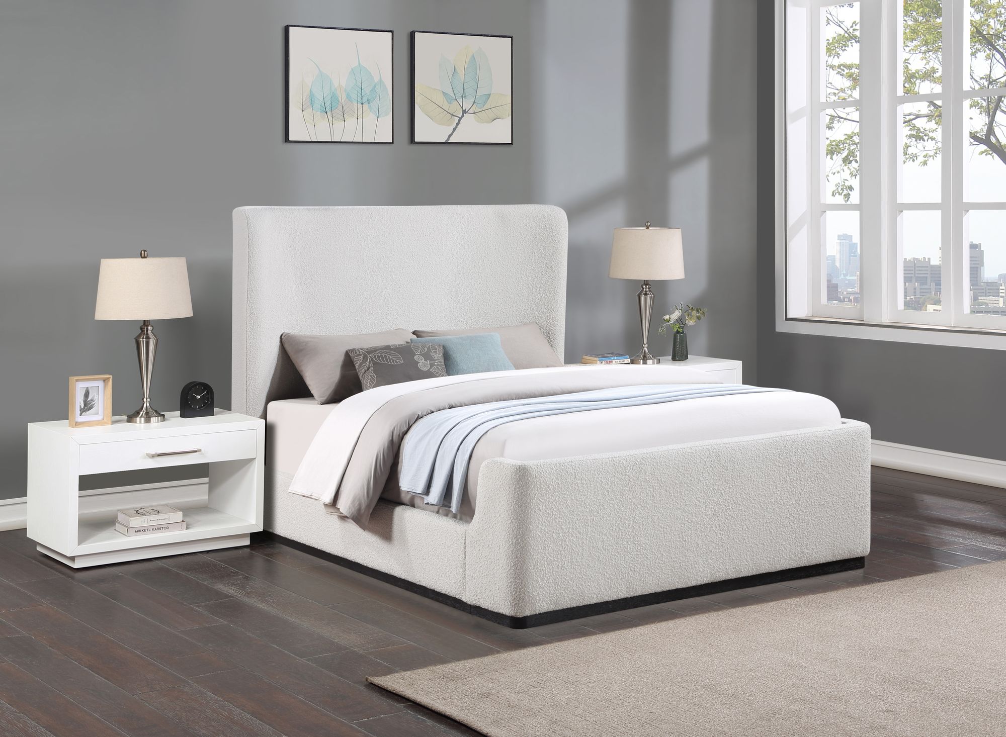 Oliver Boucle Fabric King Size Bed