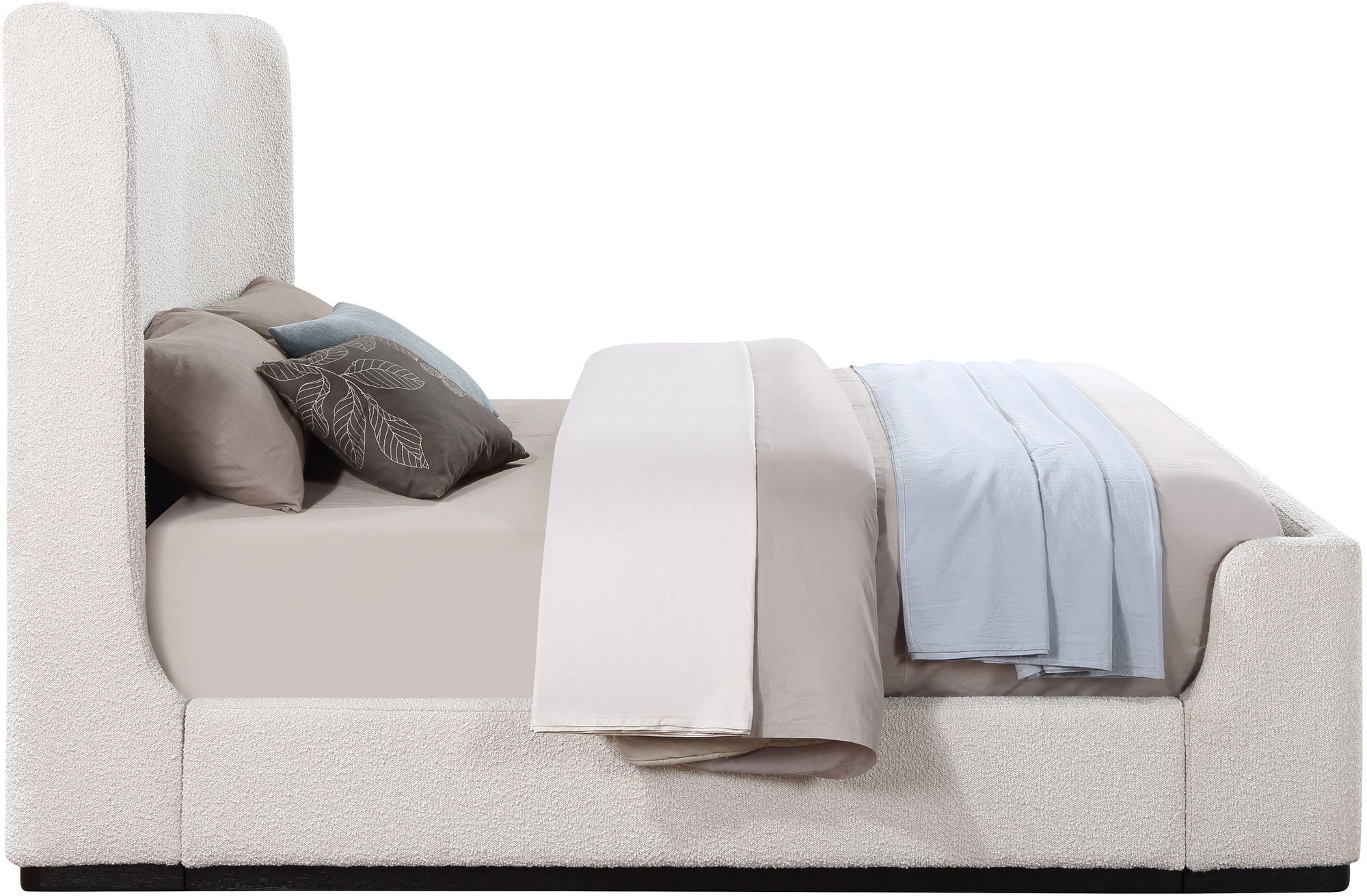Oliver Boucle Fabric Queen Size Bed