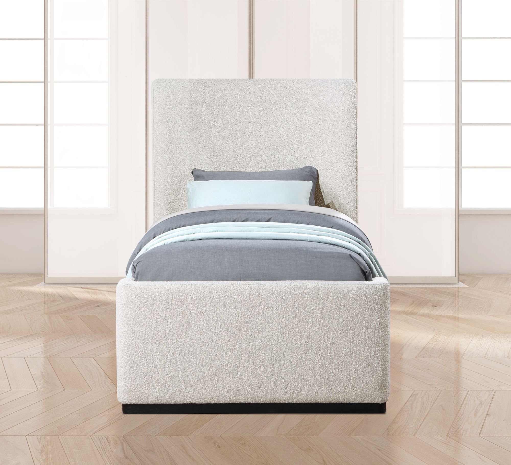 Oliver Boucle Fabric Twin Size Bed