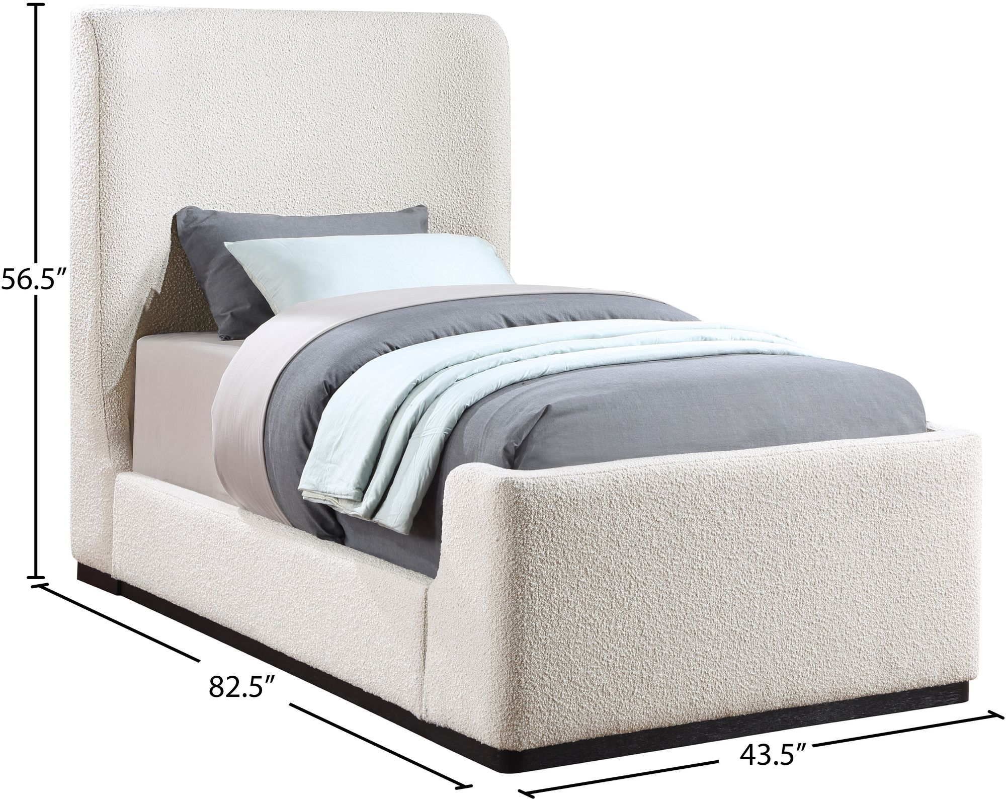 Oliver Boucle Fabric Twin Size Bed