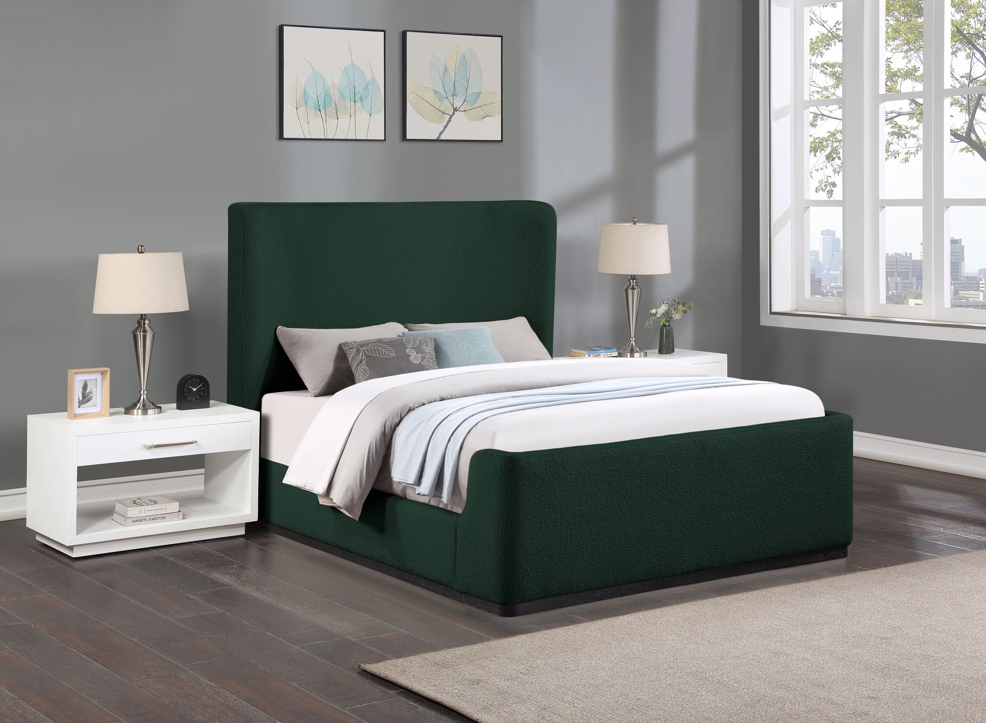 Oliver Boucle Fabric Queen Size Bed