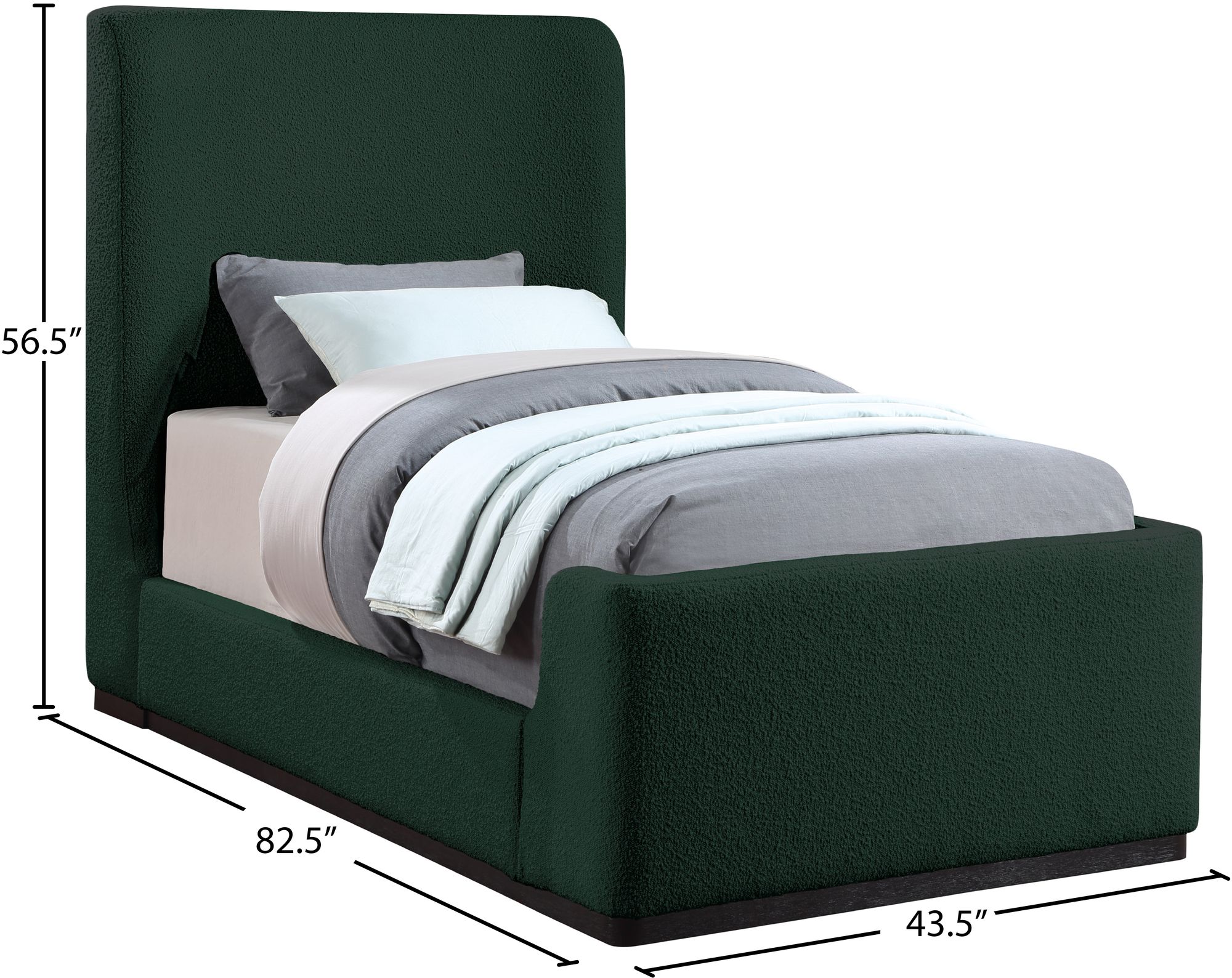 Oliver Boucle Fabric Twin Size Bed