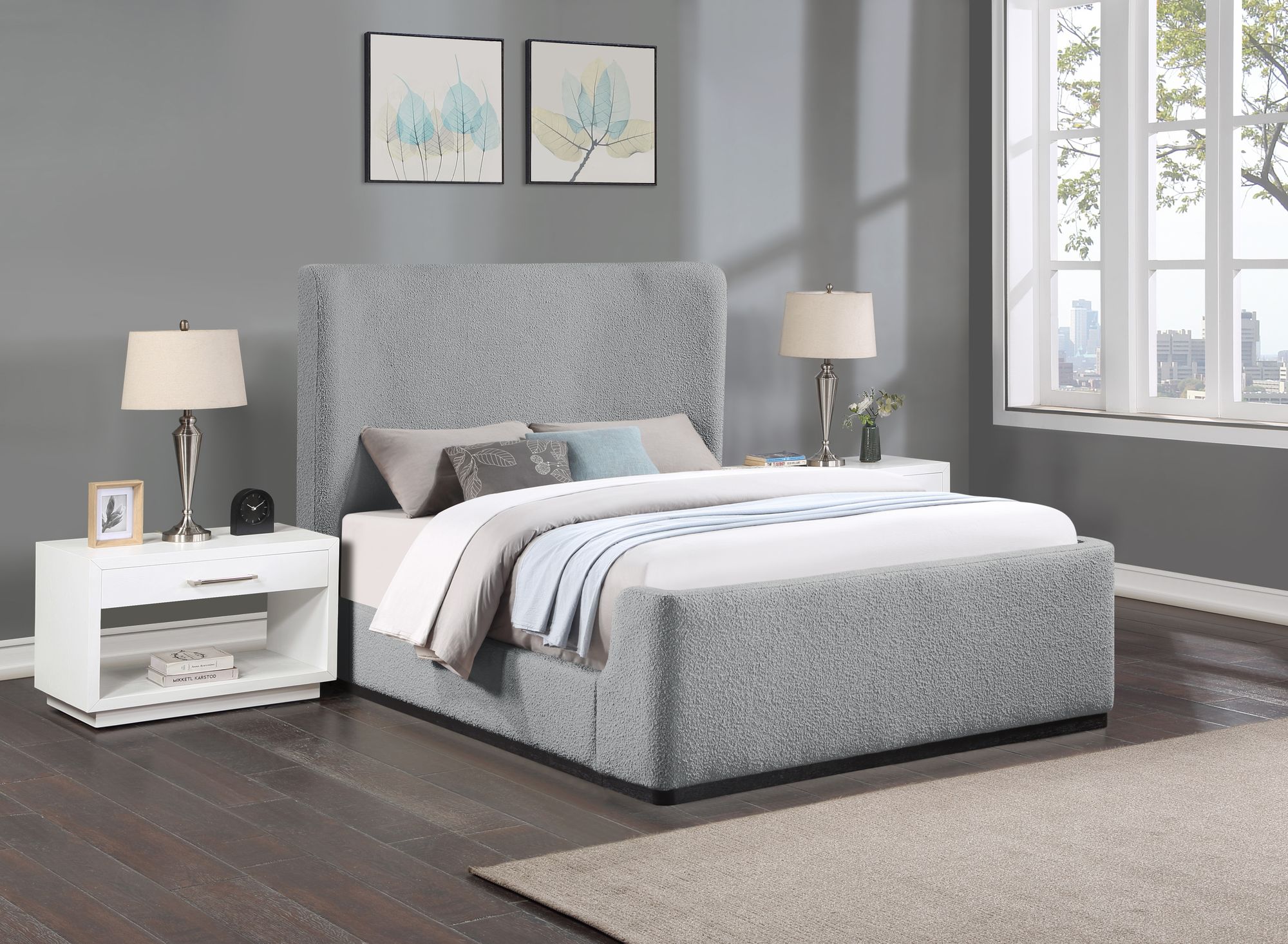 Oliver Boucle Fabric Full Size Bed