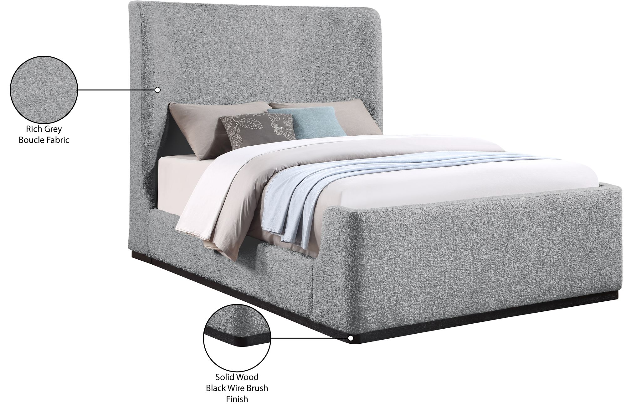 Oliver Boucle Fabric Full Size Bed