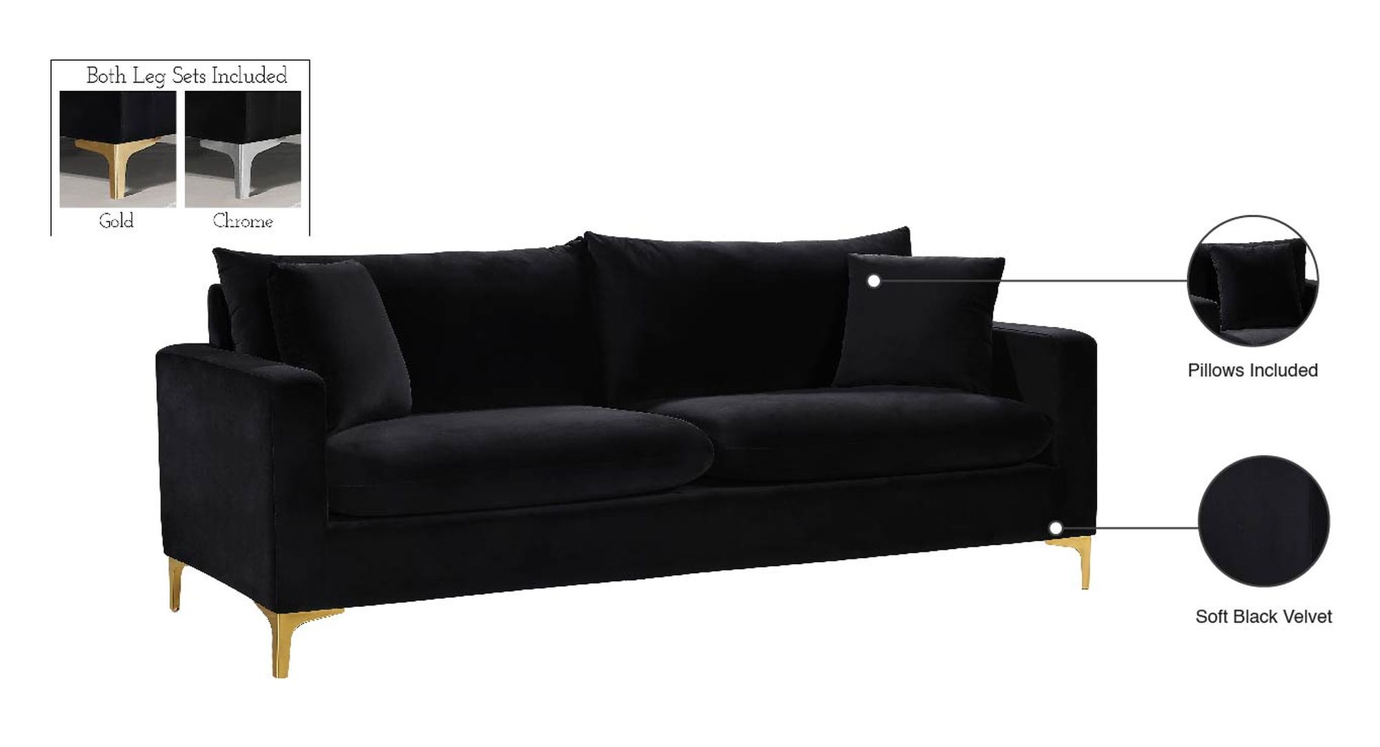 Naomi Velvet Sofa