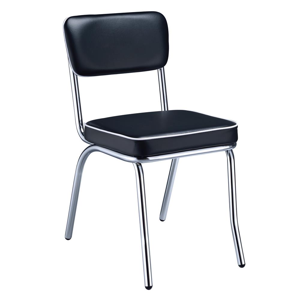 Retro Open Back Leatherette Side Chairs with Chromed Base