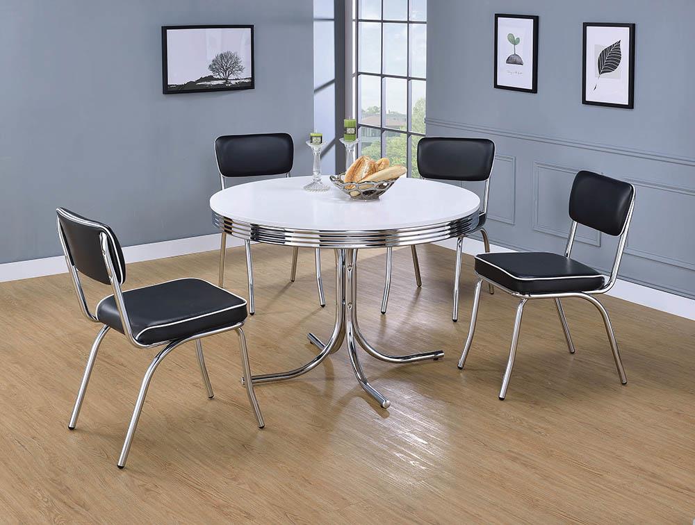 Retro Open Back Leatherette Side Chairs with Chromed Base