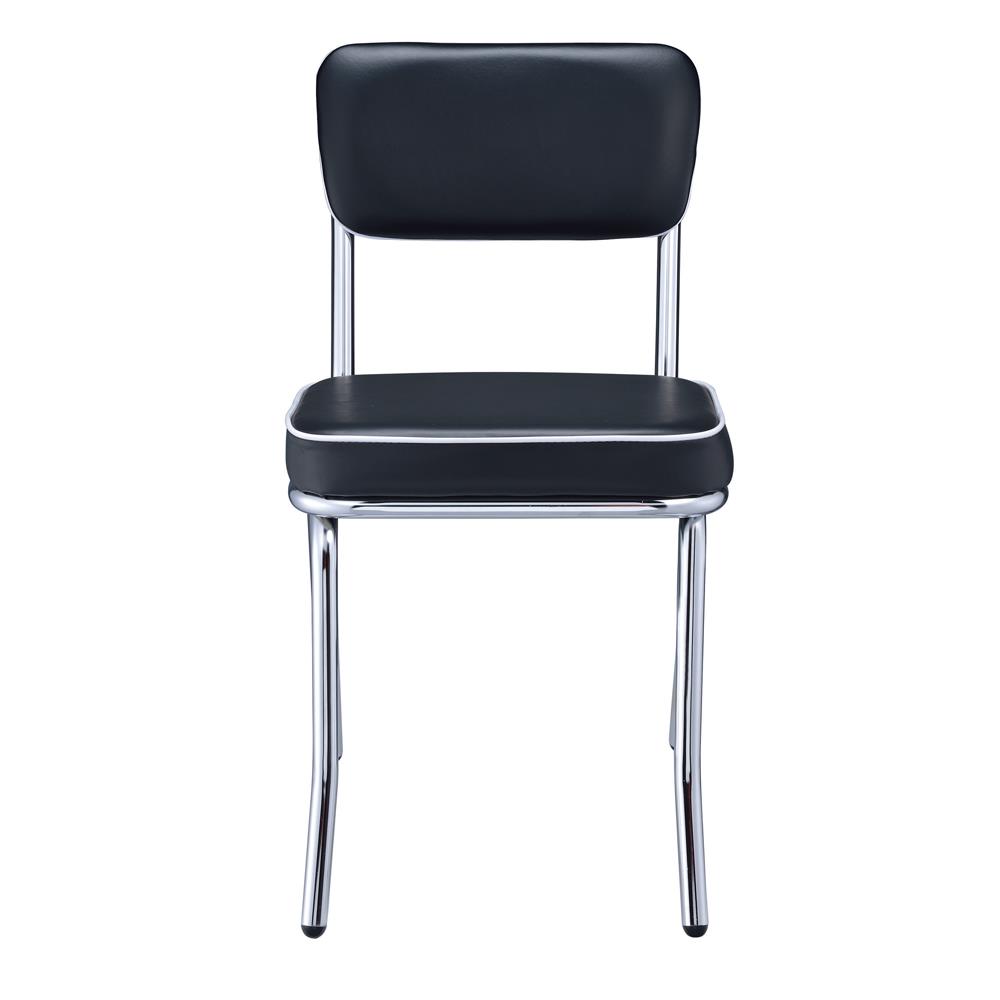 Retro Open Back Leatherette Side Chairs with Chromed Base