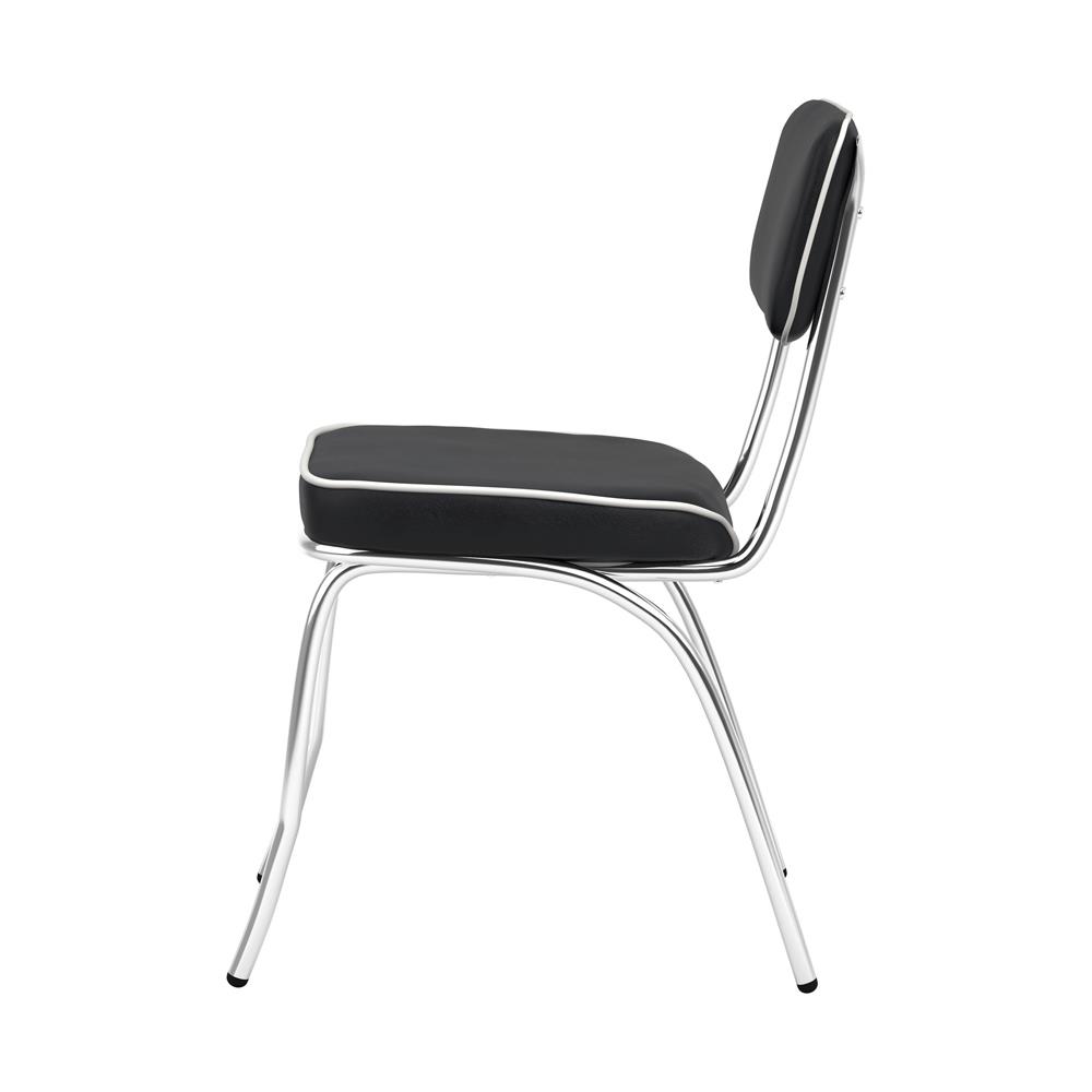 Retro Open Back Leatherette Side Chairs with Chromed Base