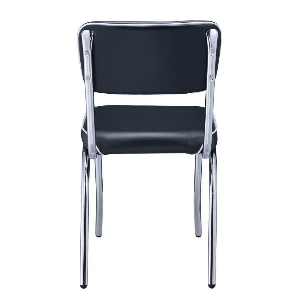 Retro Open Back Leatherette Side Chairs with Chromed Base