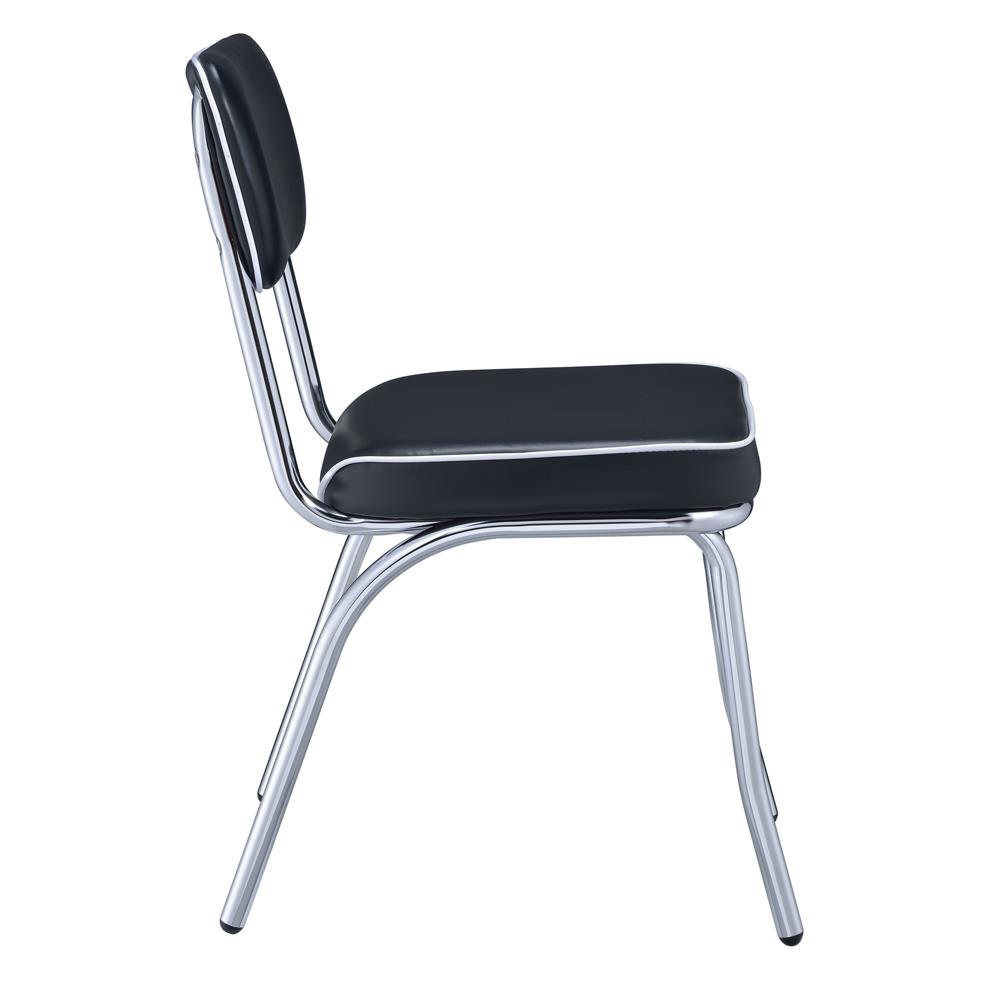 Retro Open Back Leatherette Side Chairs with Chromed Base