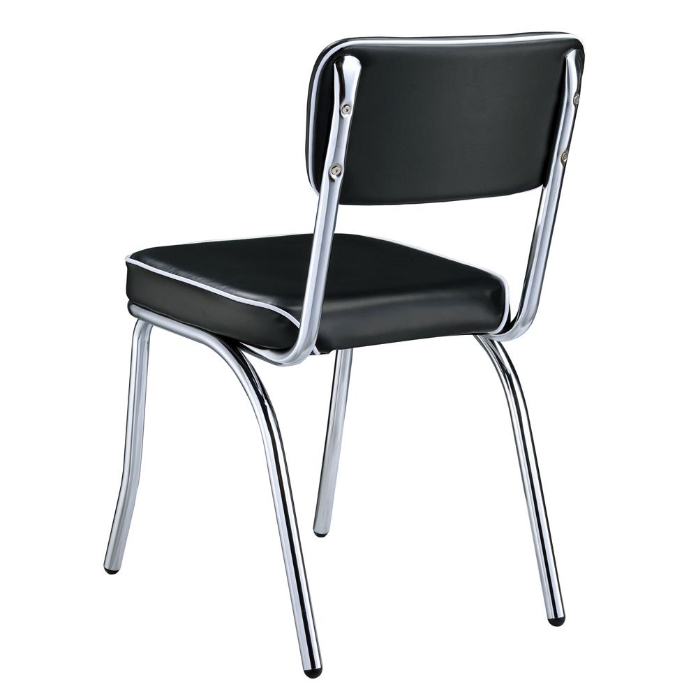 Retro Open Back Leatherette Side Chairs with Chromed Base