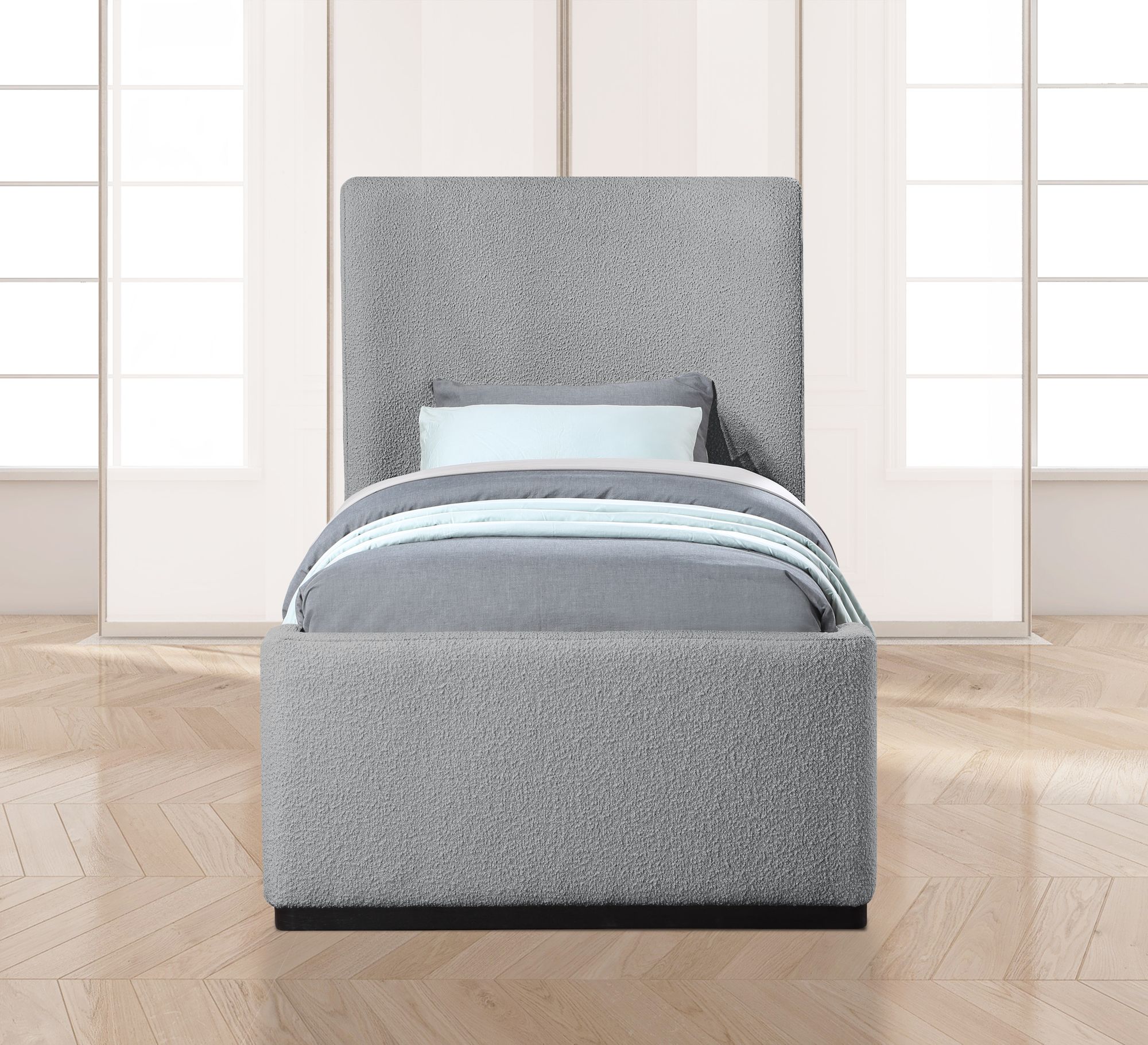 Oliver Boucle Fabric Twin Size Bed