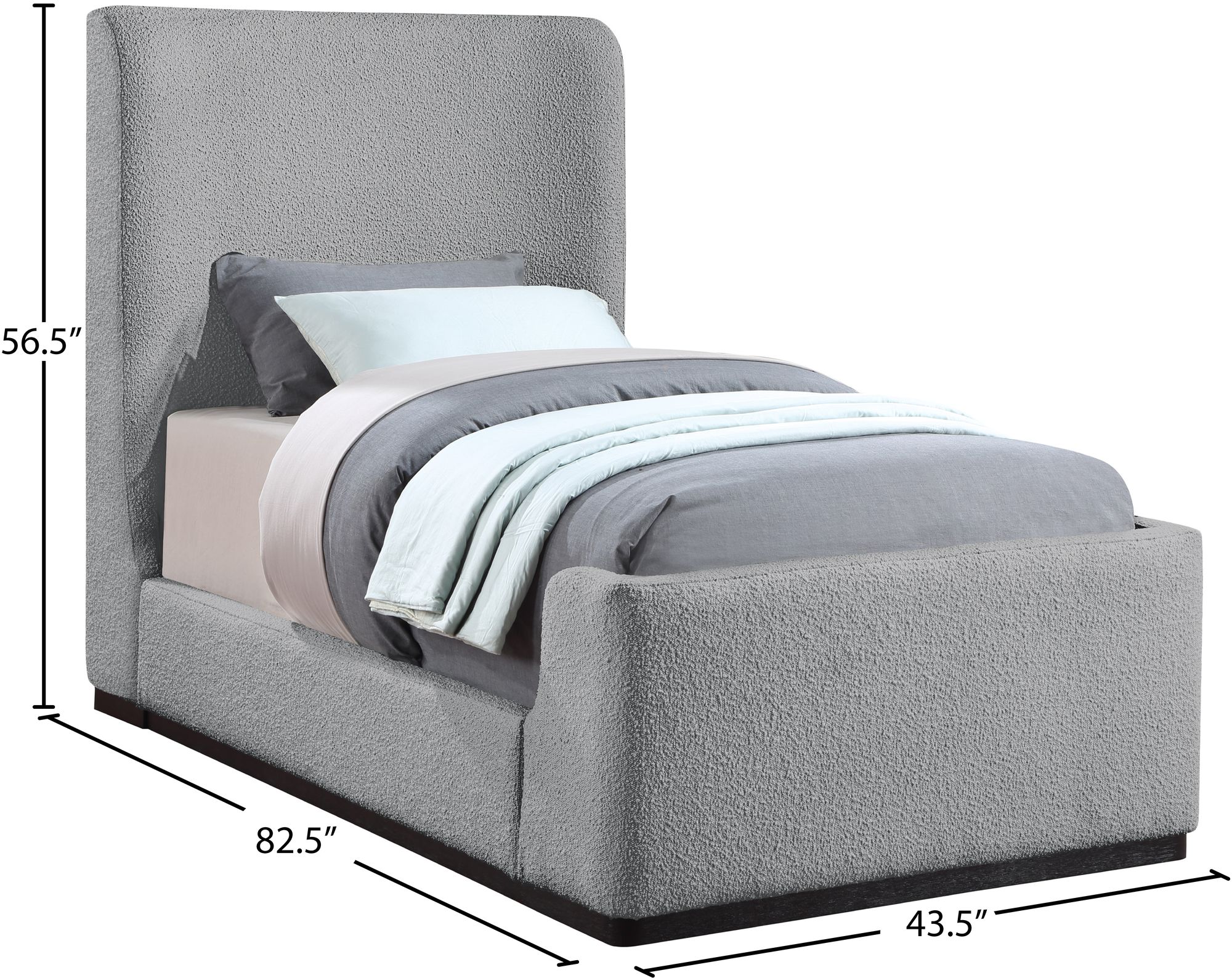 Oliver Boucle Fabric Twin Size Bed