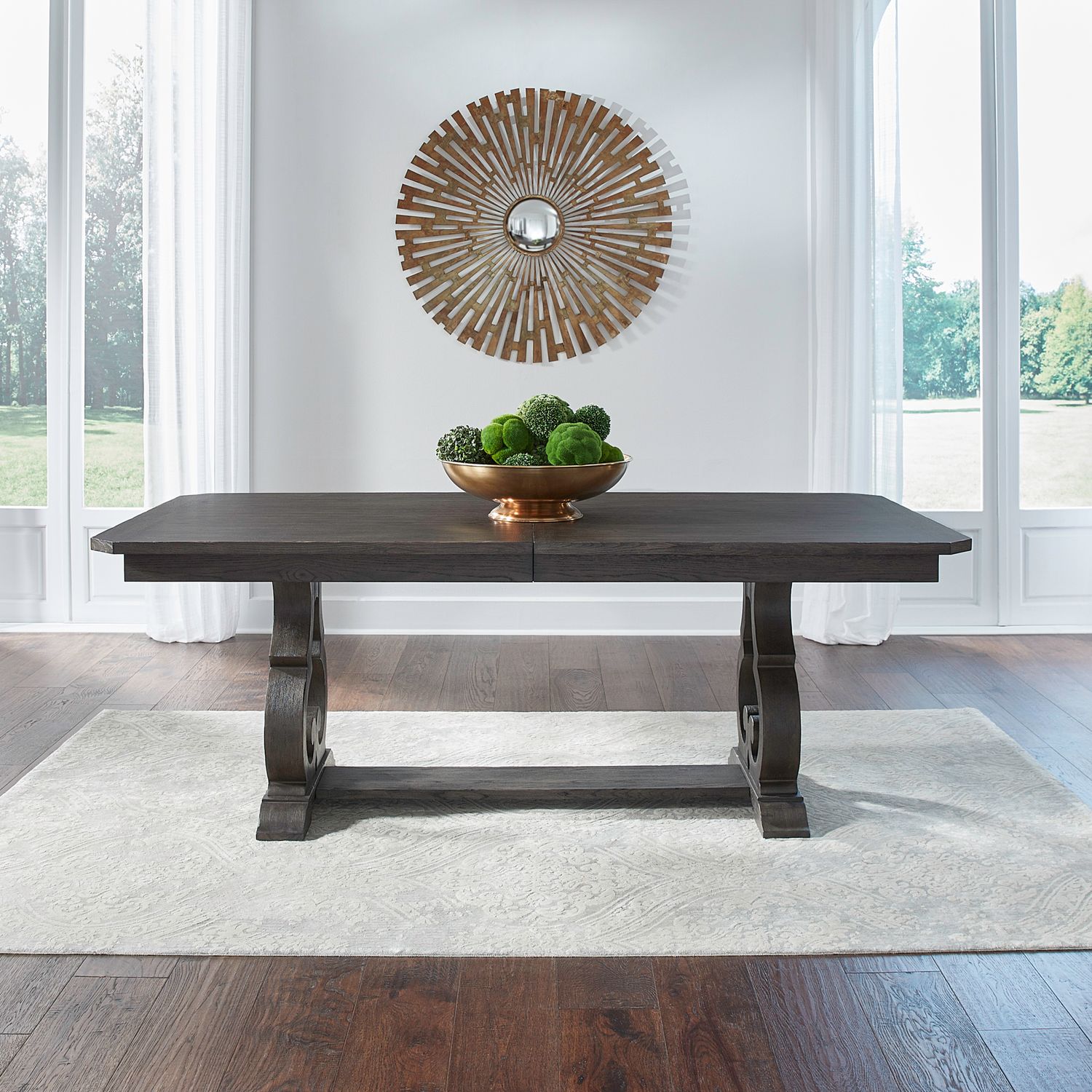 Grant Park Wood Extendable Trestle Table Set