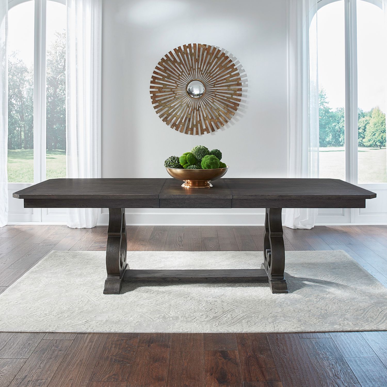 Grant Park Wood Extendable Trestle Table Set