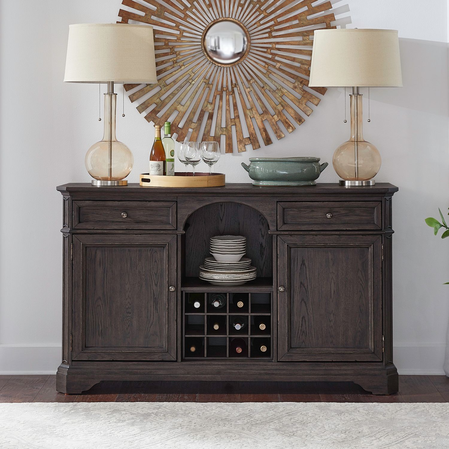 Grant Park Wood Wine Buffet w/2 Drawers & 2 Doors