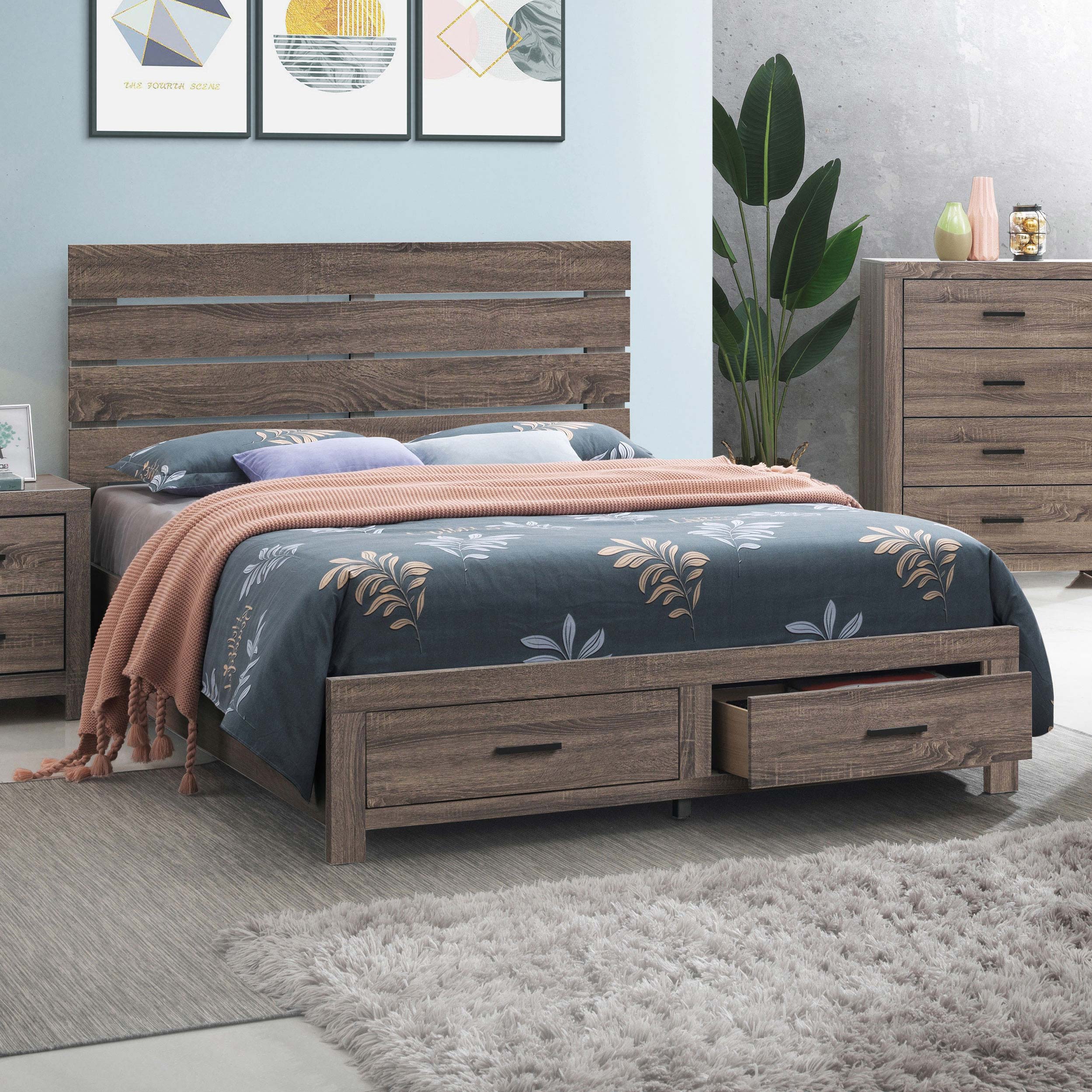 Coaster Bedroom Brantford Wood Queen Storage Panel Bed