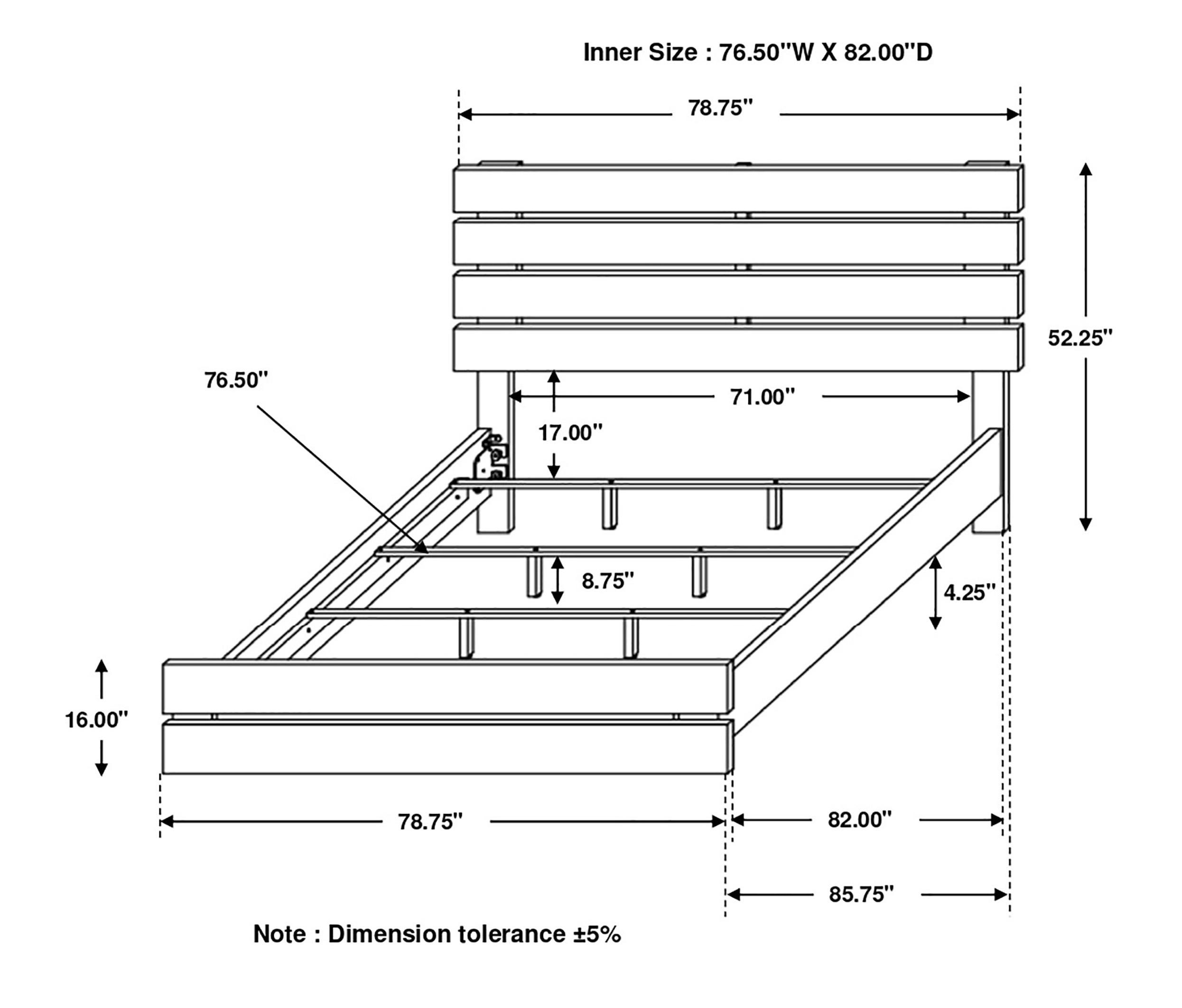 Brantford 3D Paper Veneer Panel Bed
