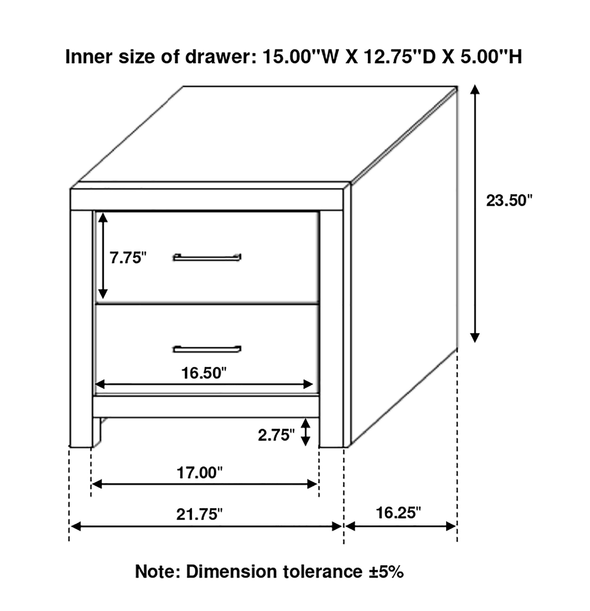 Brantford 3D Paper Veneer Nightstand w/2 Drawers