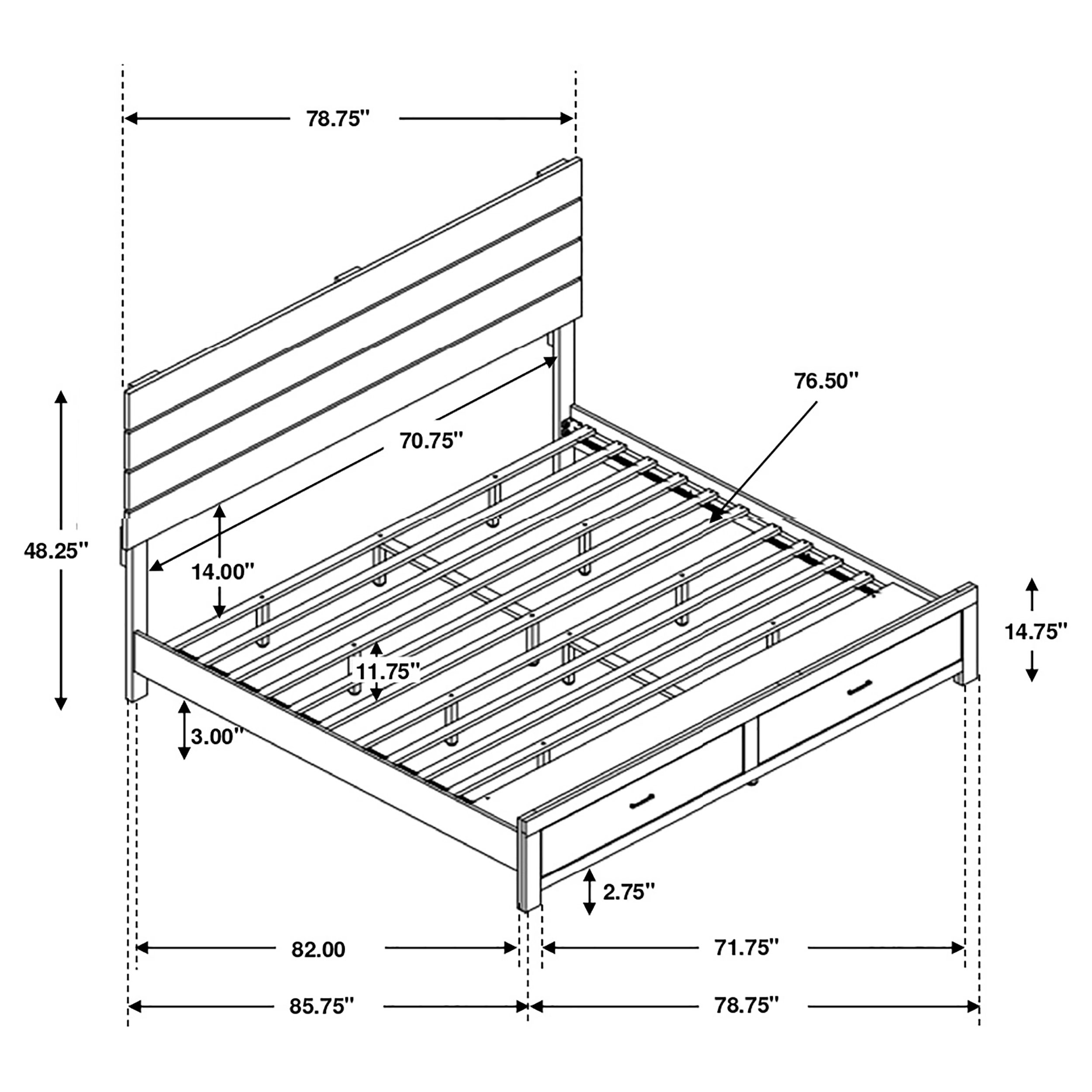 Brantford 3D Paper Veneer Storage Bed, King Size